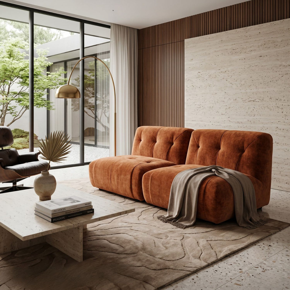 Orange Velvet Sofa | Oroa.com
