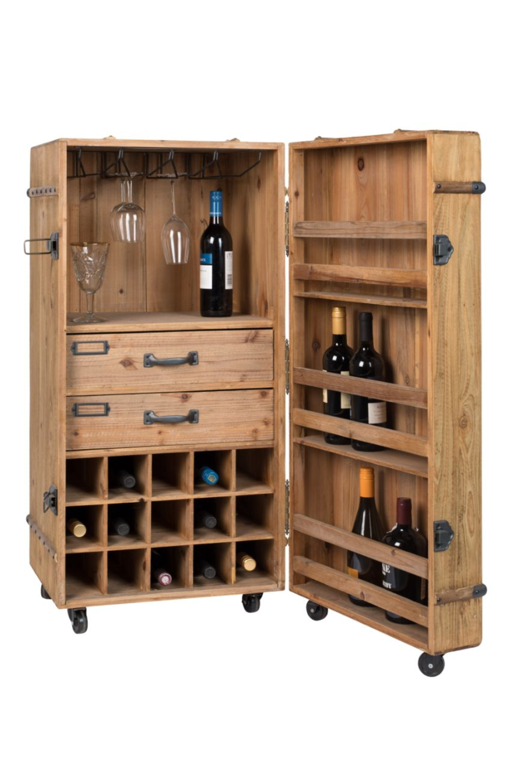 Wheeled Bar Cabinet | Dutchbone Lico | DutchFurniture.com
