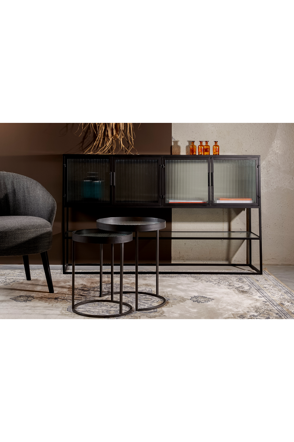 Black Framed Glass Sideboard | Dutchbone Boli | OROA.com
