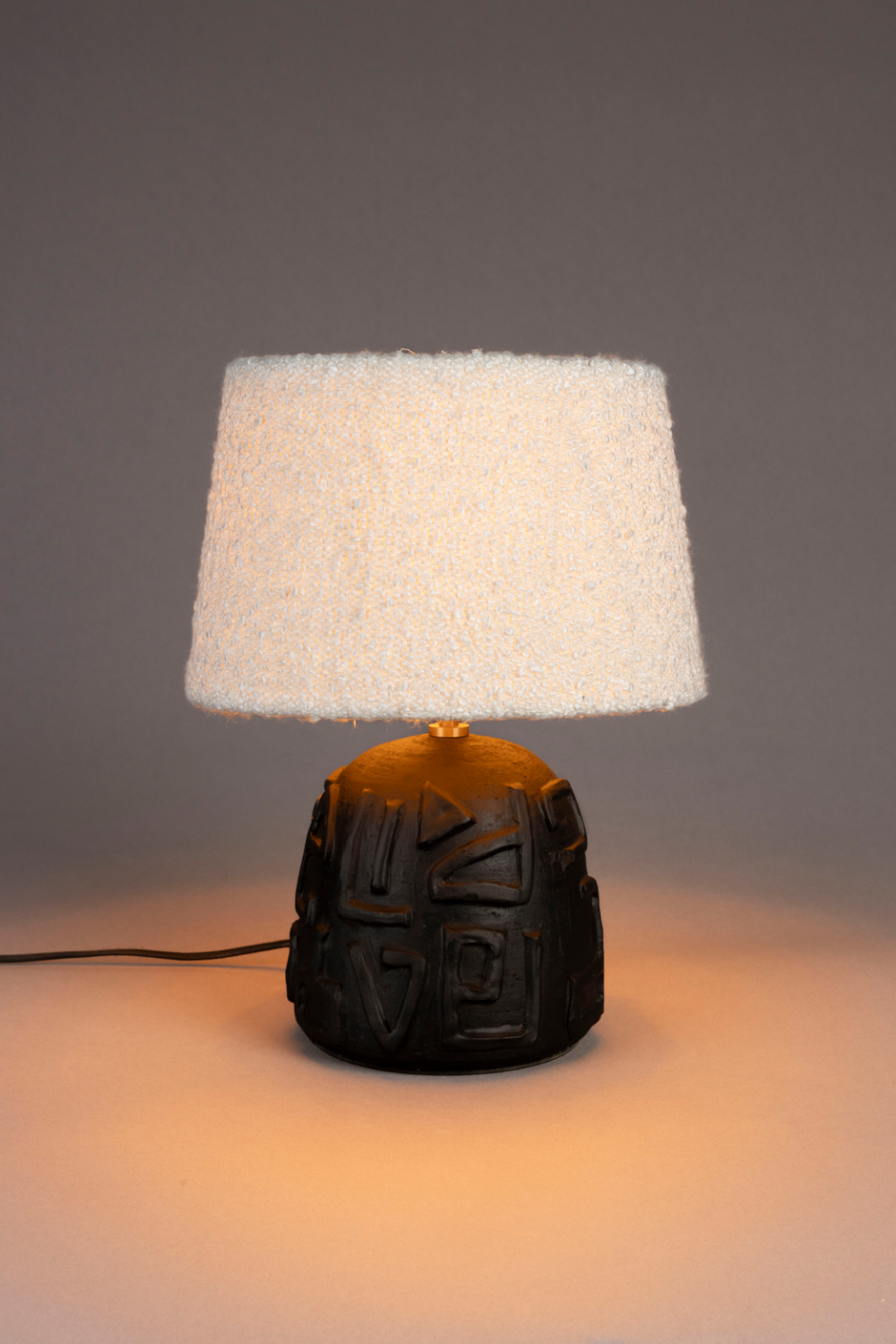 White Bouclé Table Lamp | Dutchbone Renzo | OROA.com