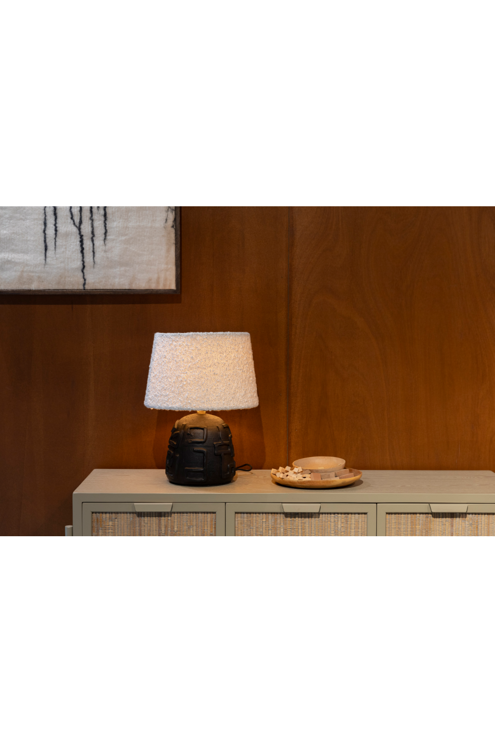 White Bouclé Table Lamp | Dutchbone Renzo | OROA.com