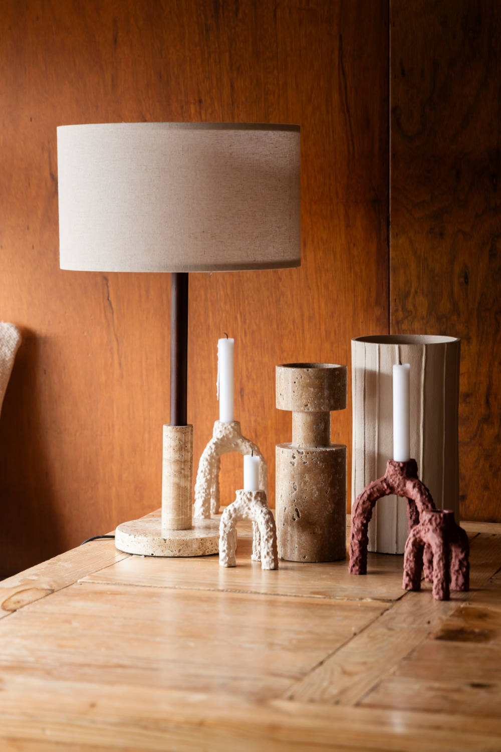 Travertine Base Table Lamp | Dutchbone Jackson | OROA.com