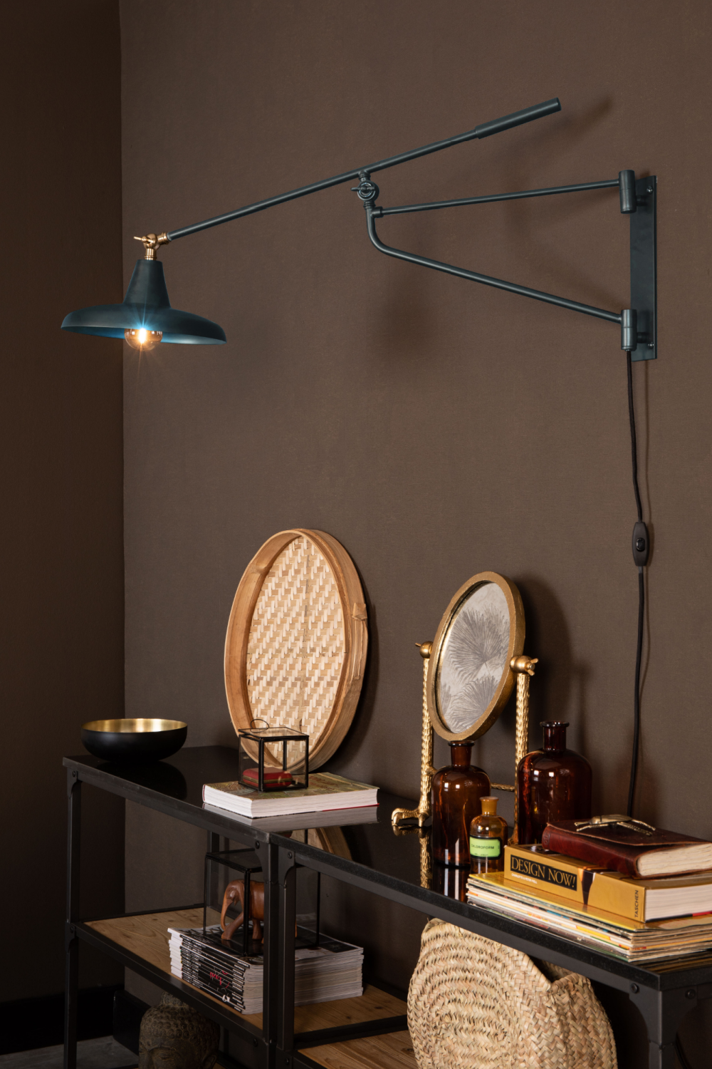 Teal Swing Arm Wall Lamp | Dutchbone Hector | Oroatrade.com