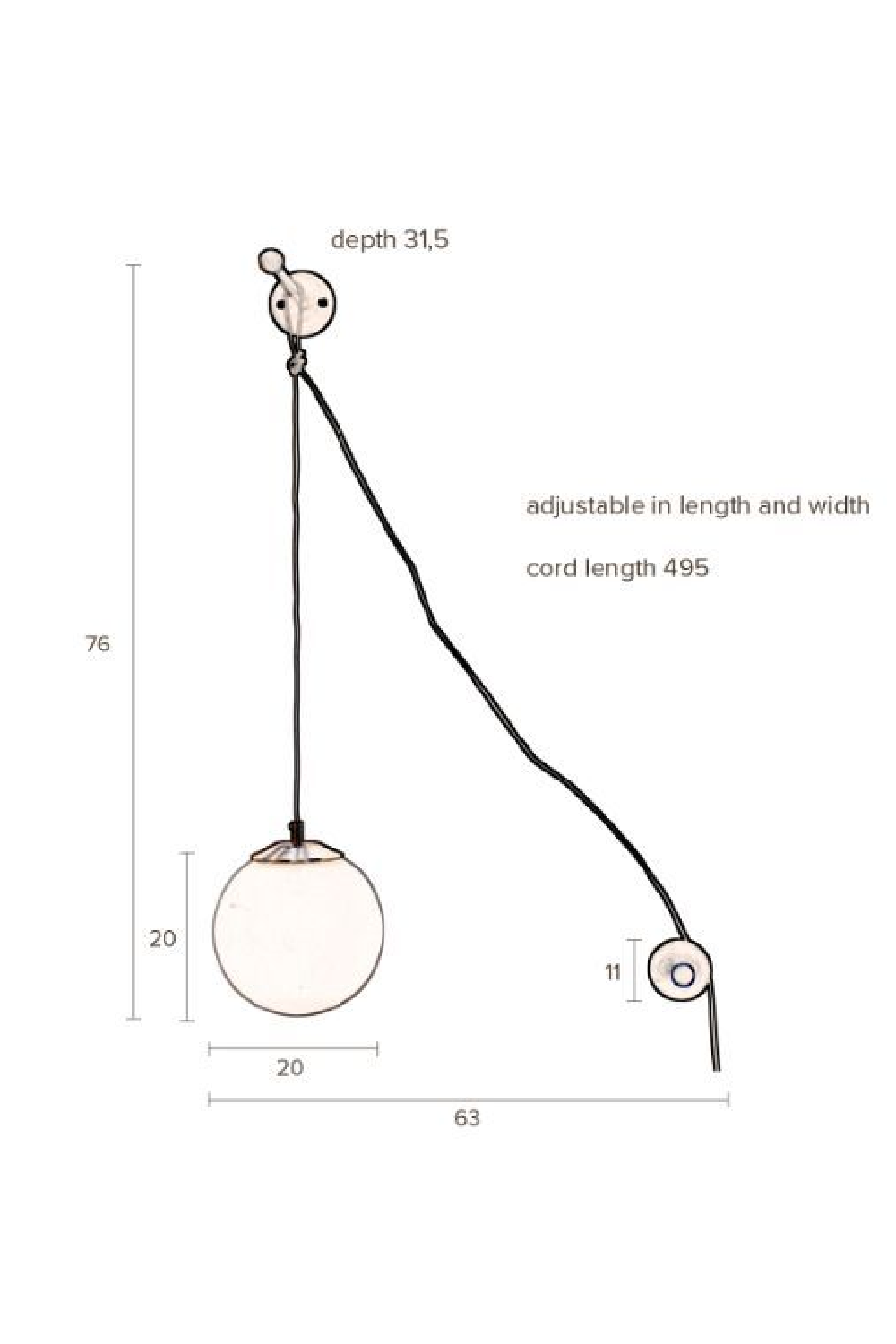 Frosted Glass Globe Wall Lamp | Dutchbone Bulan | DutchFurniture.com