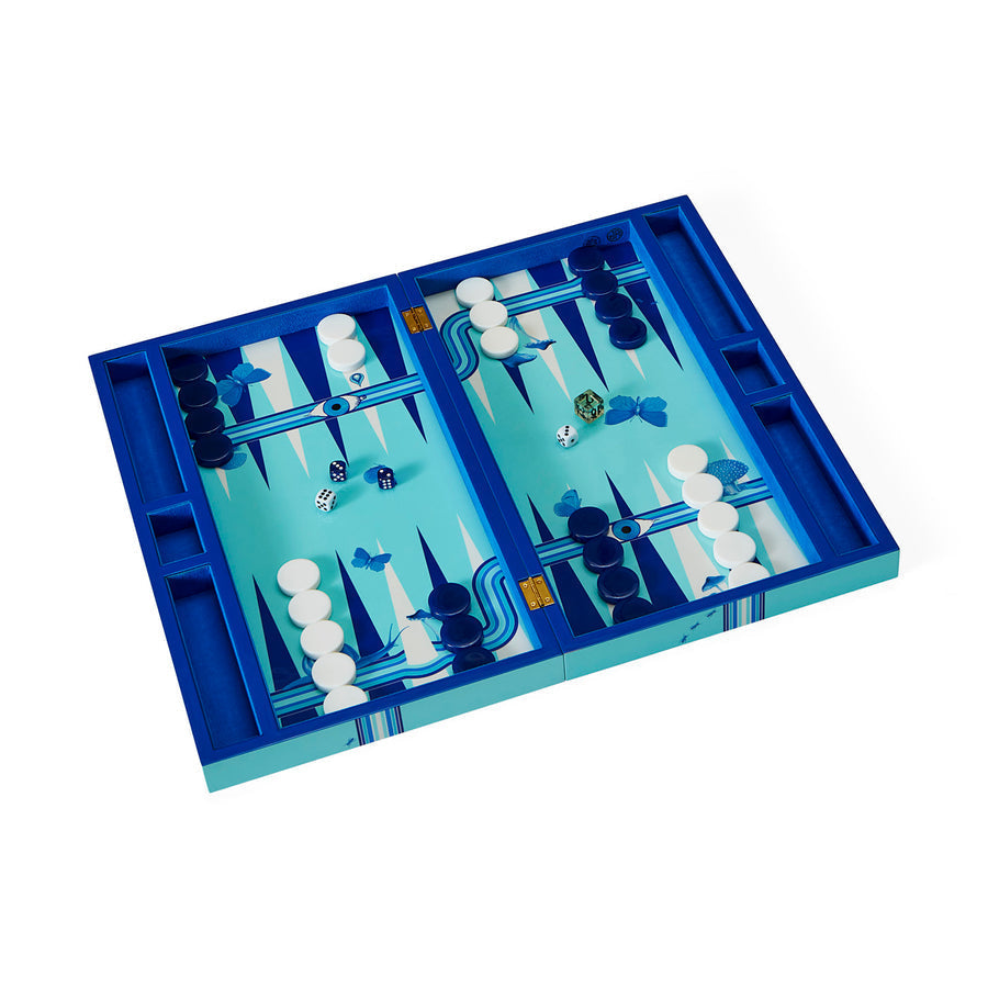 Blue Lacquer Backgammon Set | Jonathan Adler Druggist