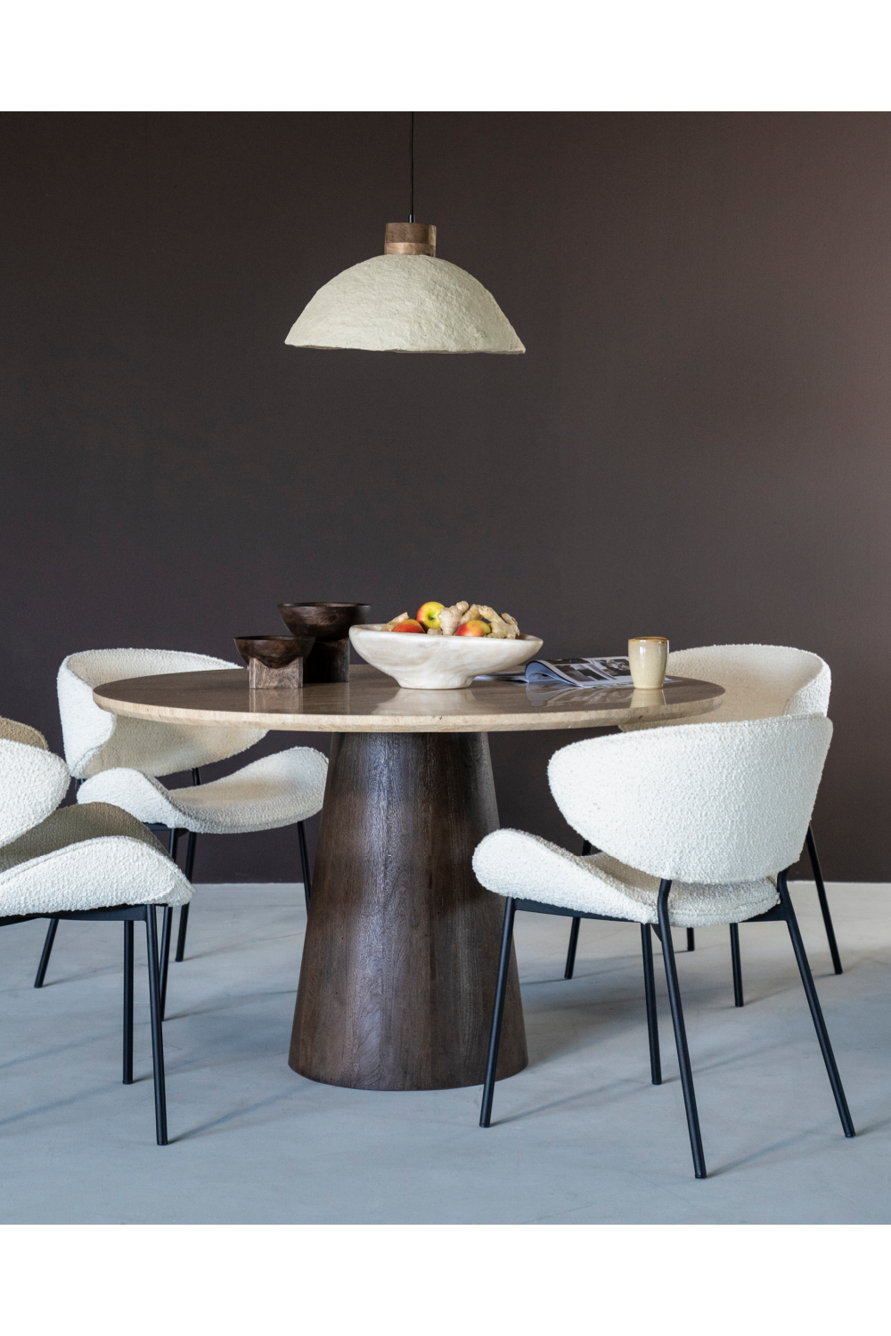 Travertine Pedestal Dining Table | Eleonora Aikin | OROA.com