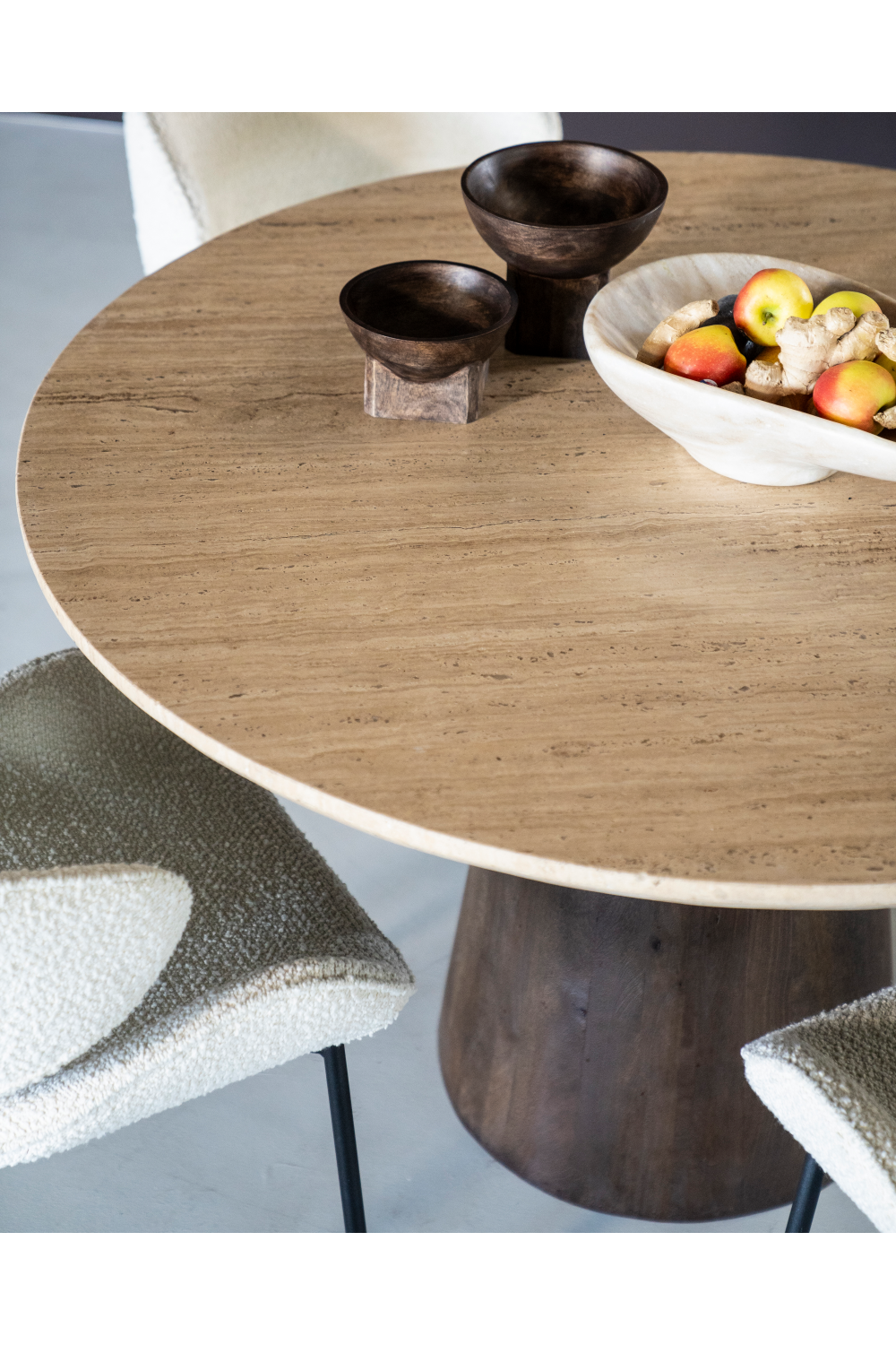 Travertine Pedestal Dining Table | Eleonora Aikin | OROA.com