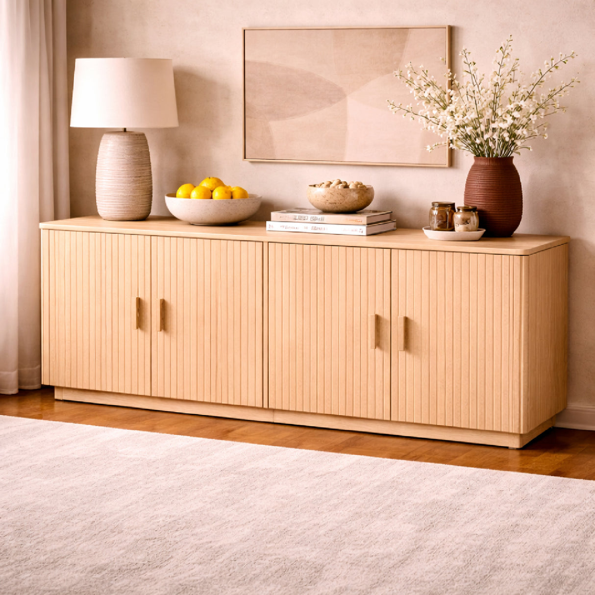 Oak Fluted 4-Door Sideboard | Oroa.com
