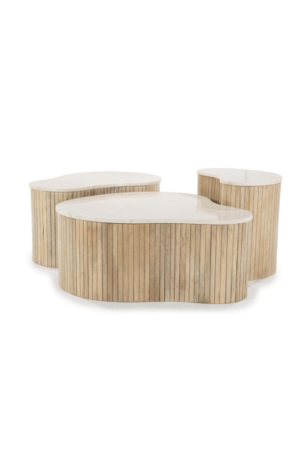 Fluted Wood Marble Side Table | Oroa.com