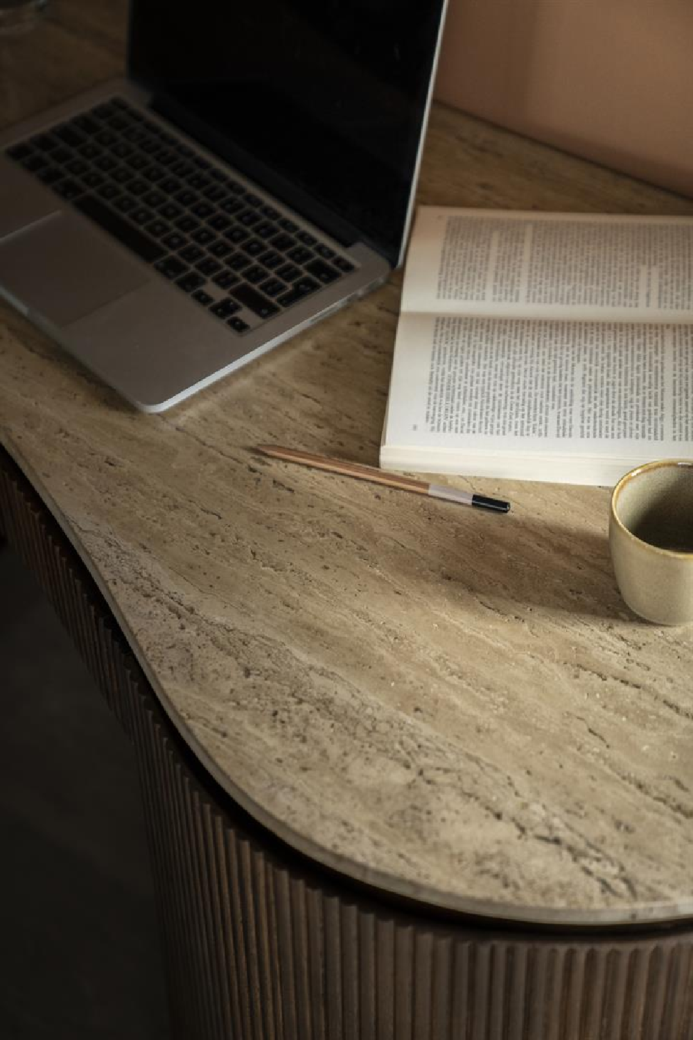 Organic Shape Travertine Desk | Oroa.com