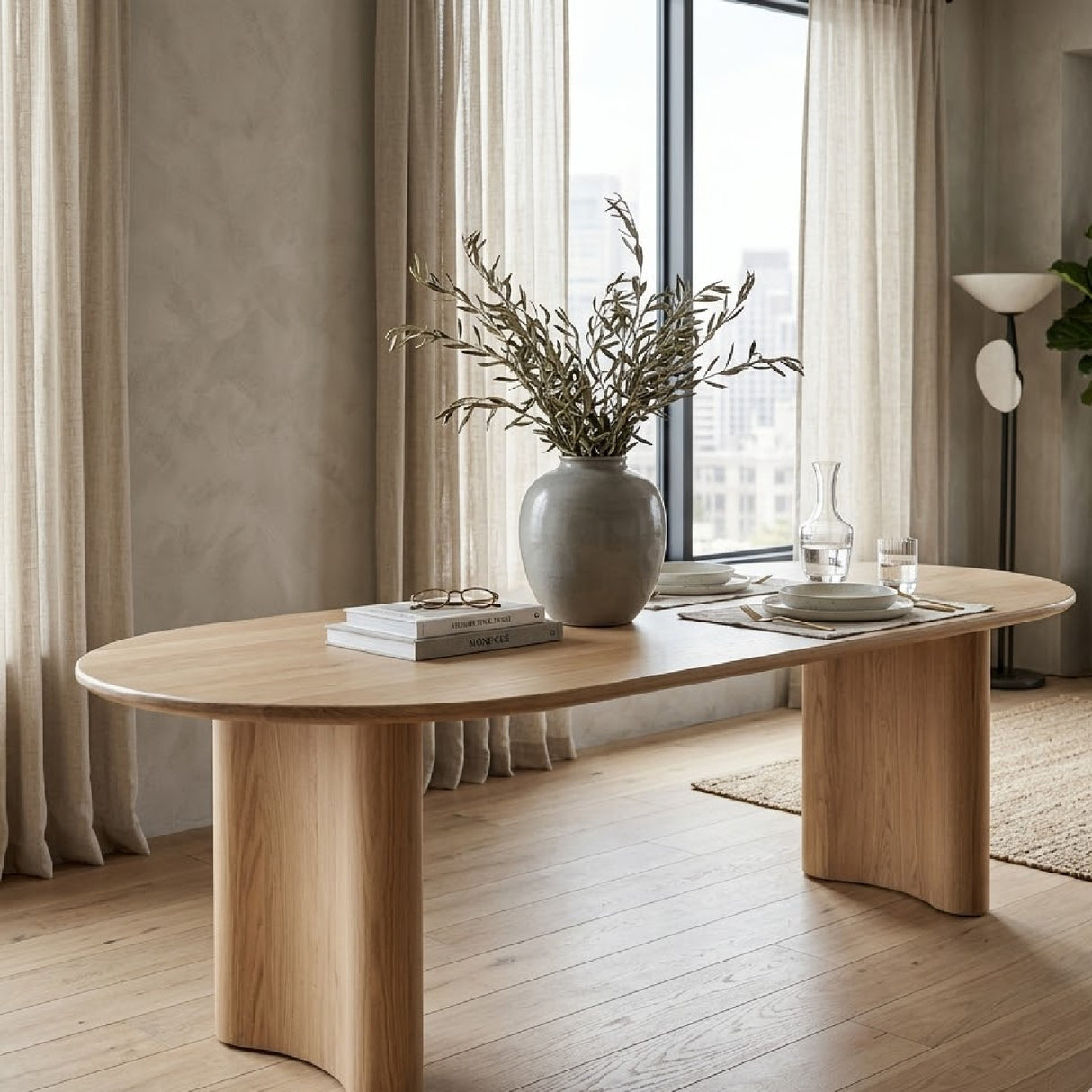 Natural Varnished Oak Organic Dining Table | Oroa.com