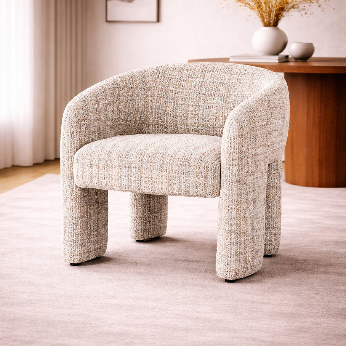 Taupe Curved Back Lounge Dining Chair | Oroa.com