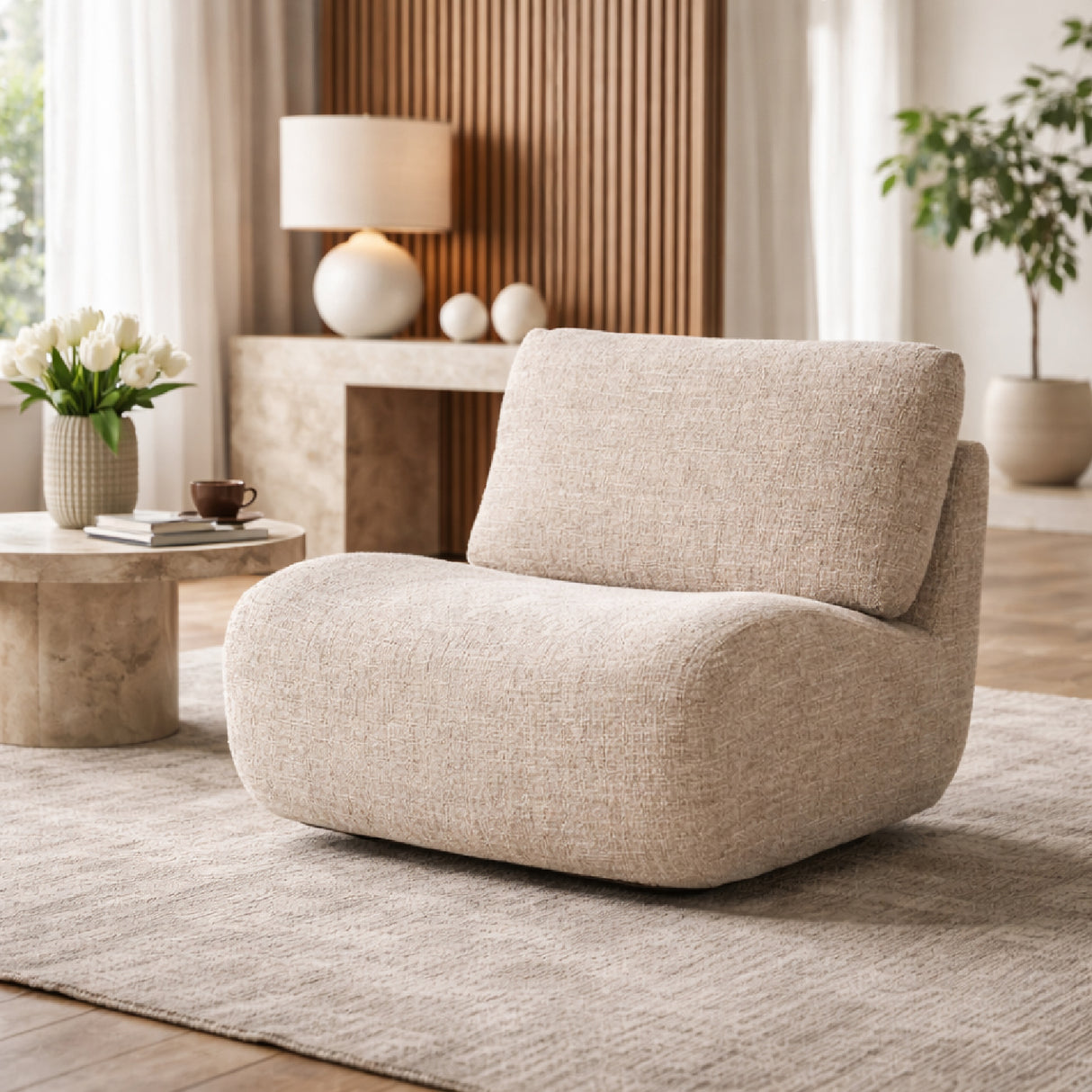 Fabric Upholstered Swivel Lounge Chair | Oroa.com