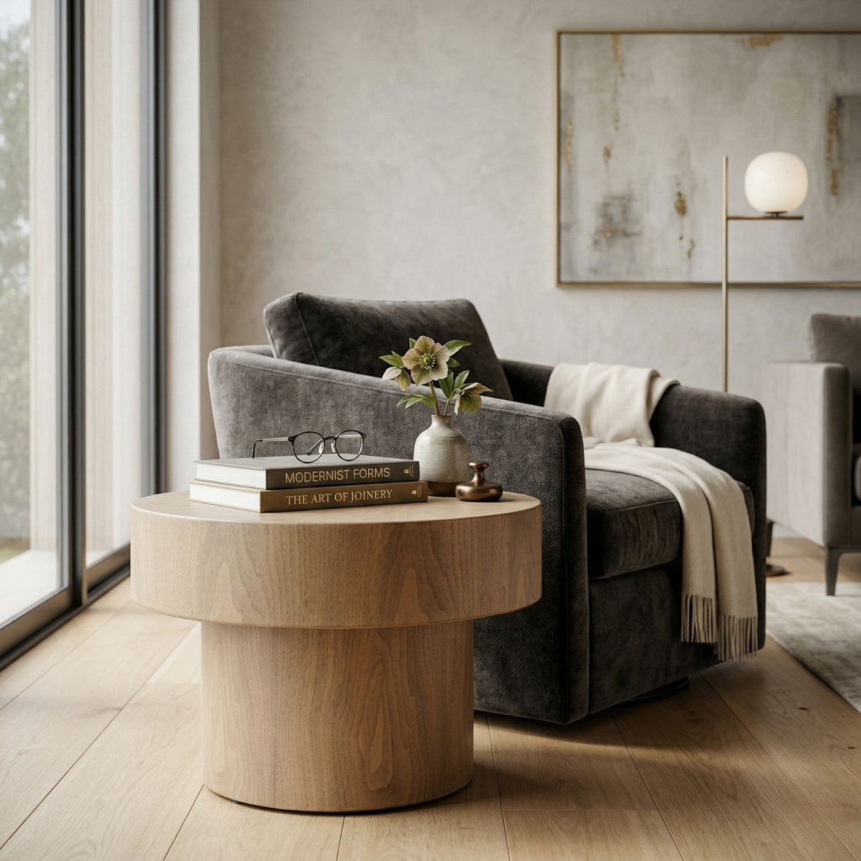 Round Walnut Side Table | Oroa.com