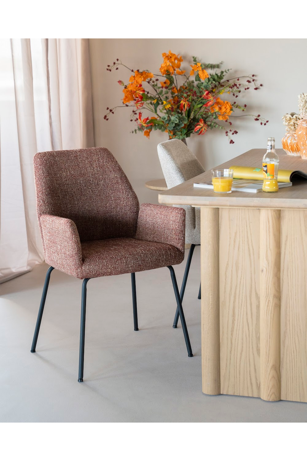 Fabric Upholstered Dining Armchair | Eleonora Indy | OROA.com