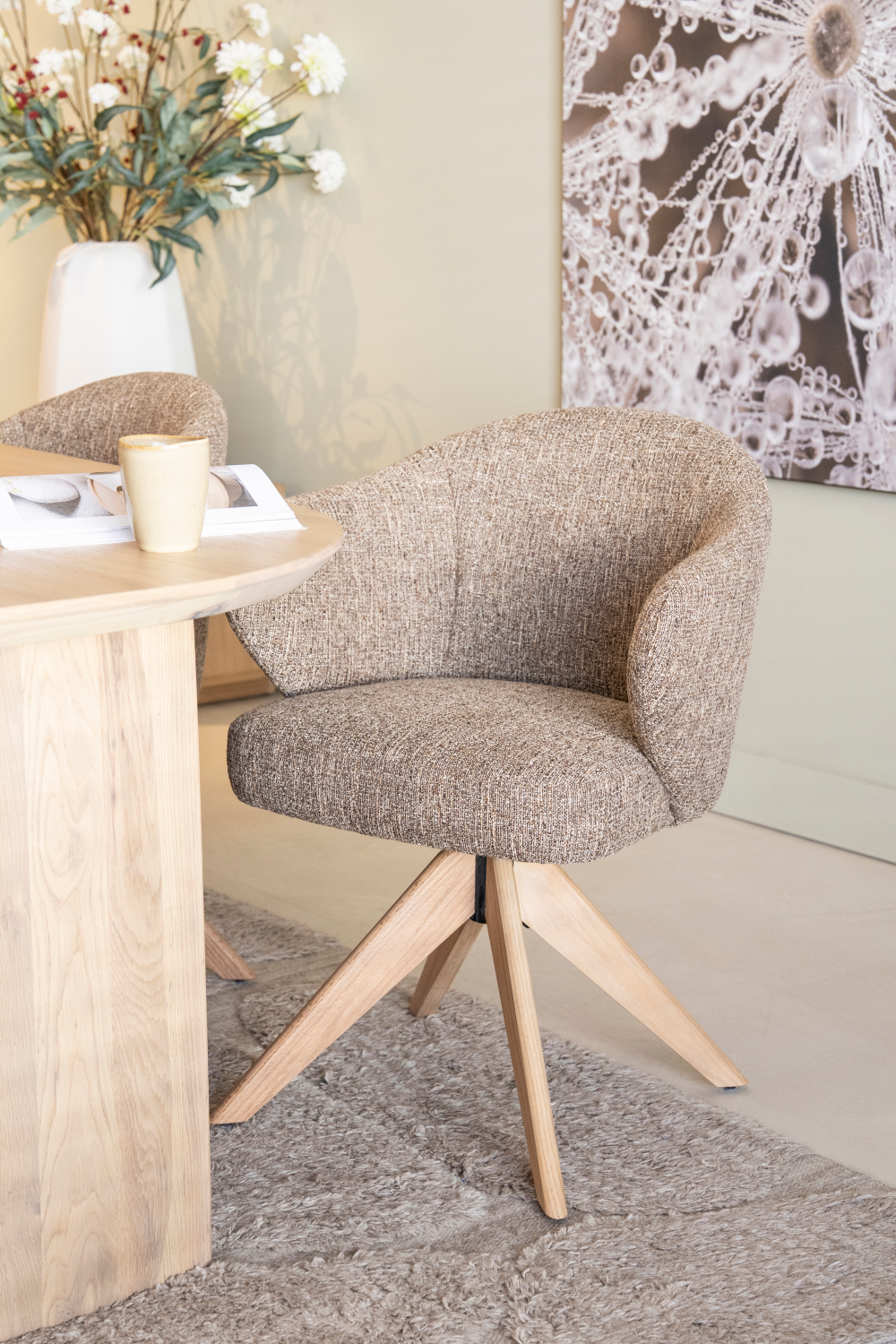 Oak Base Swivel Armchair | Eleonora Connor | OROA.com