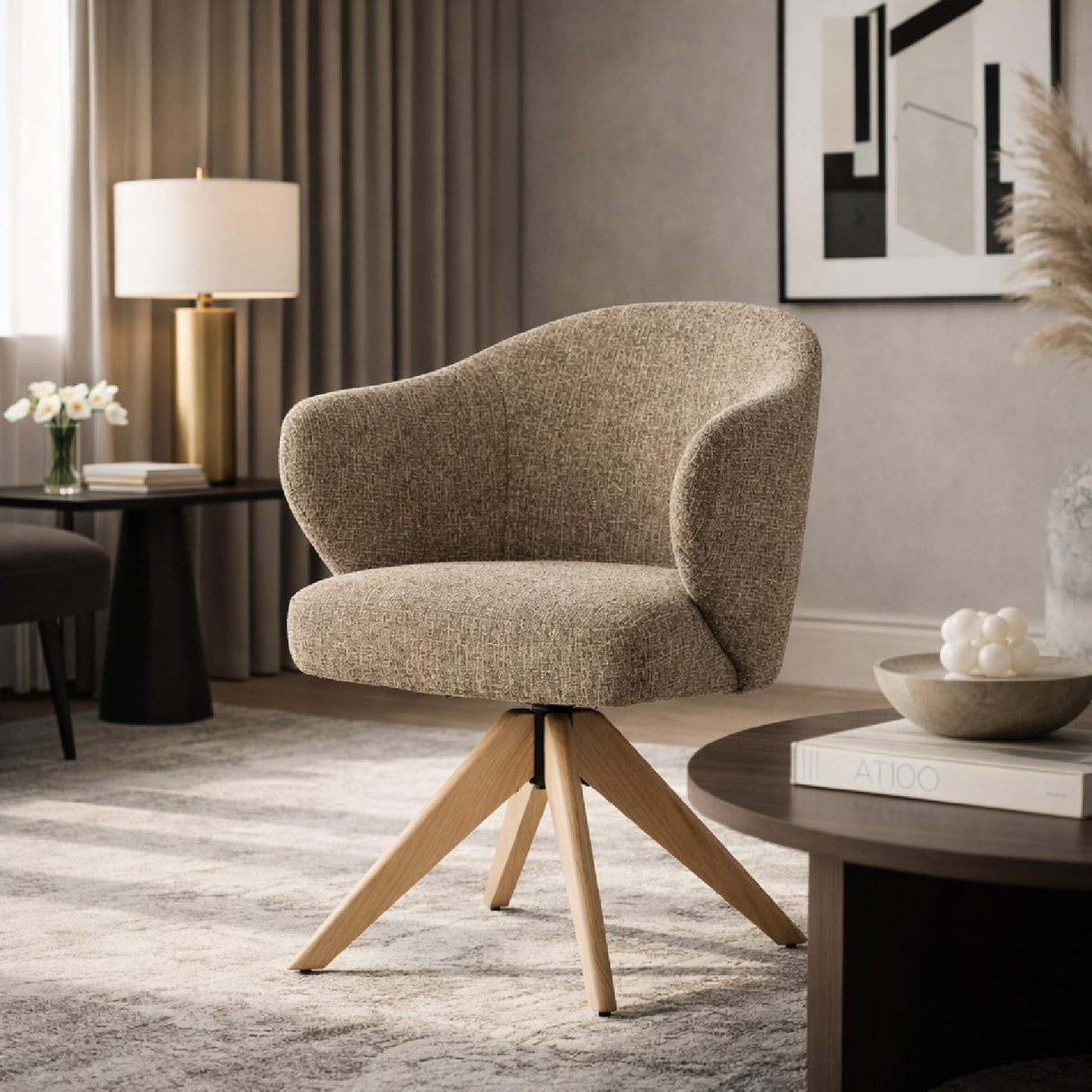 Oak Base Swivel Armchair | Oroa.com