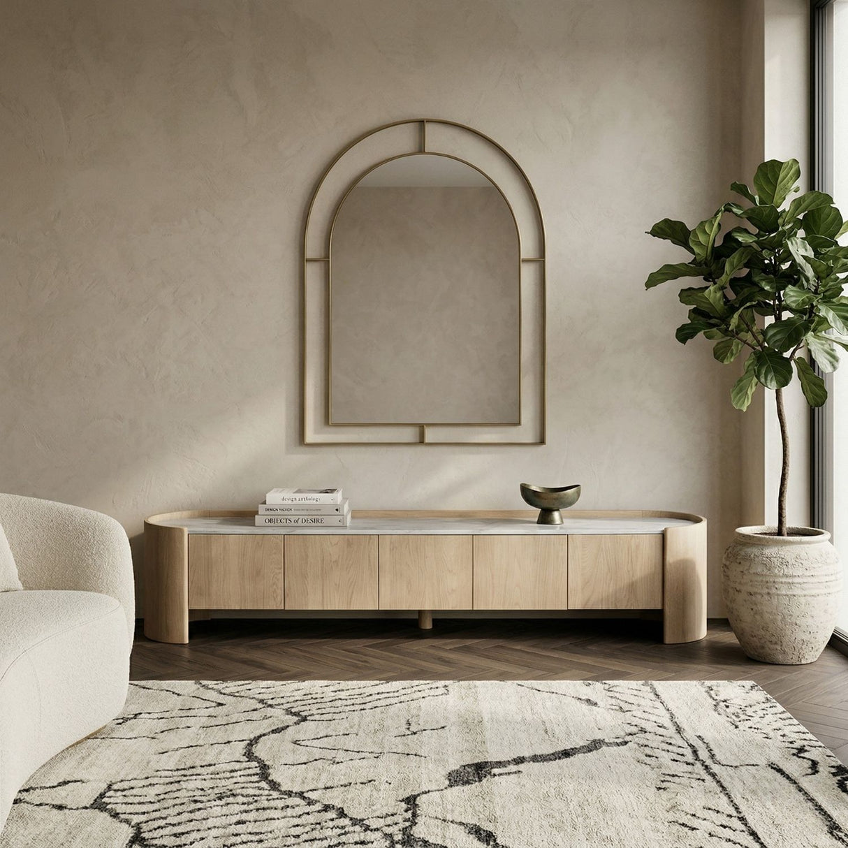 Marble Top Oak TV Cabinet | Oroa.com