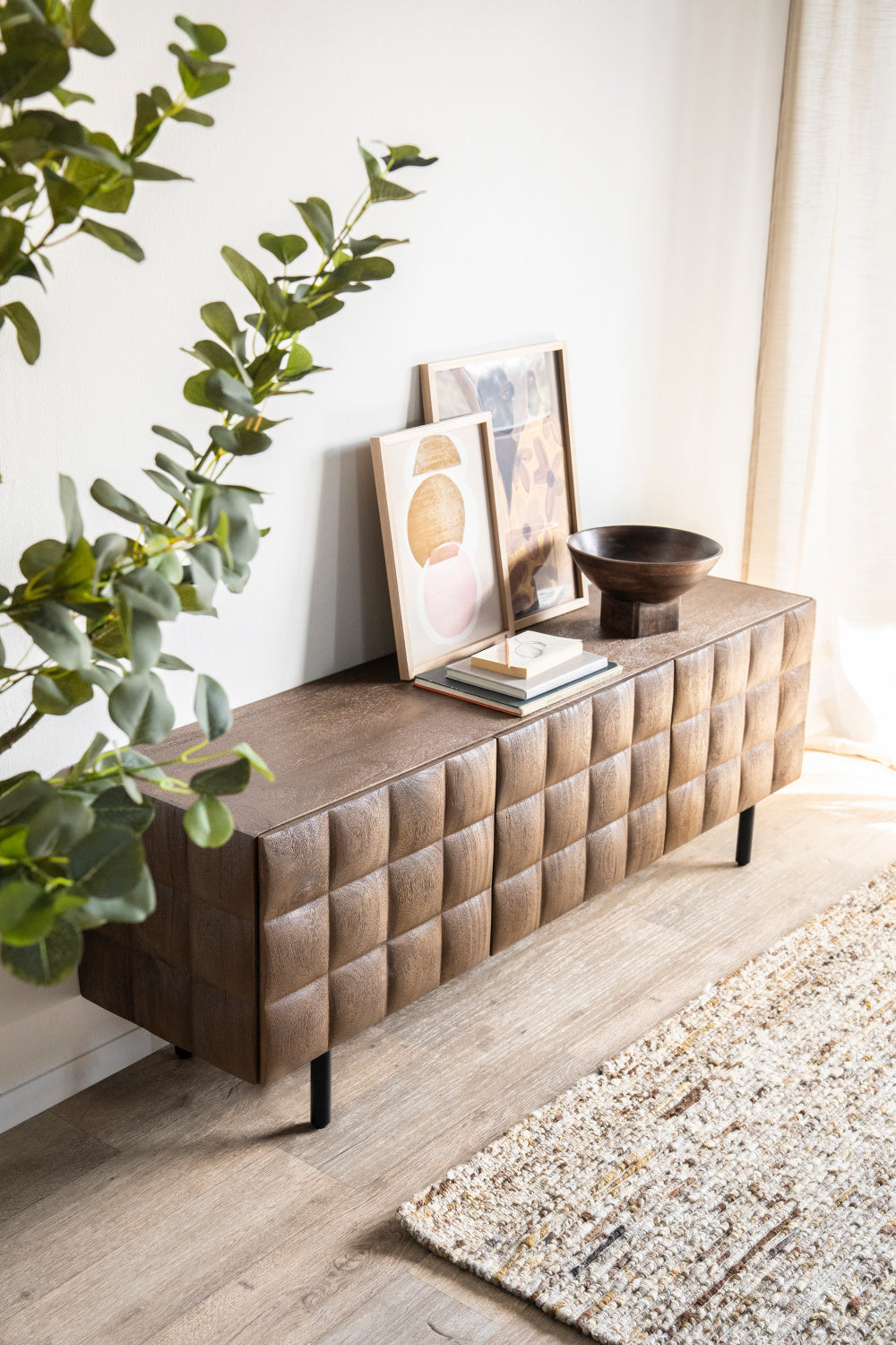 Carved Mango Wood TV Cabinet | Eleonora Felix | OROA.com