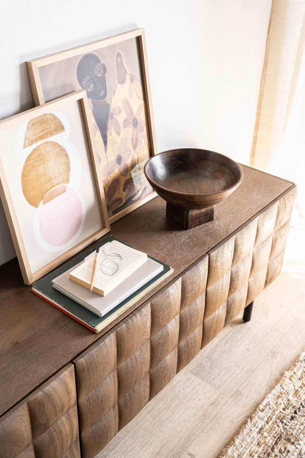 Carved Mango Wood TV Cabinet | Eleonora Felix | OROA.com