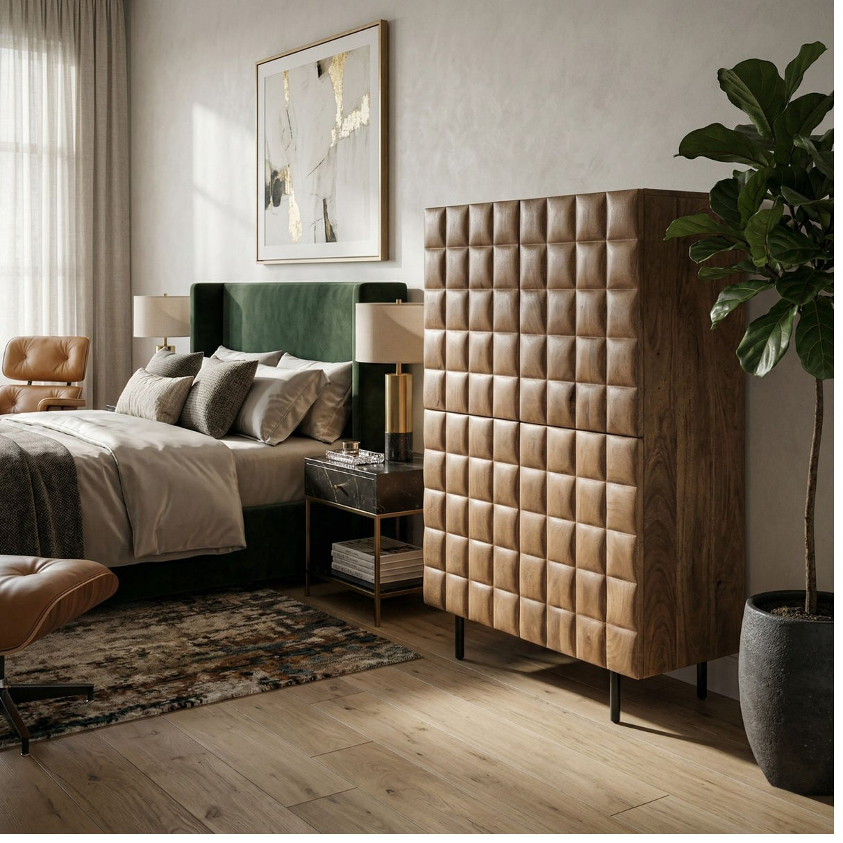 Square Pattern Wooden Cabinet | Oroa.com