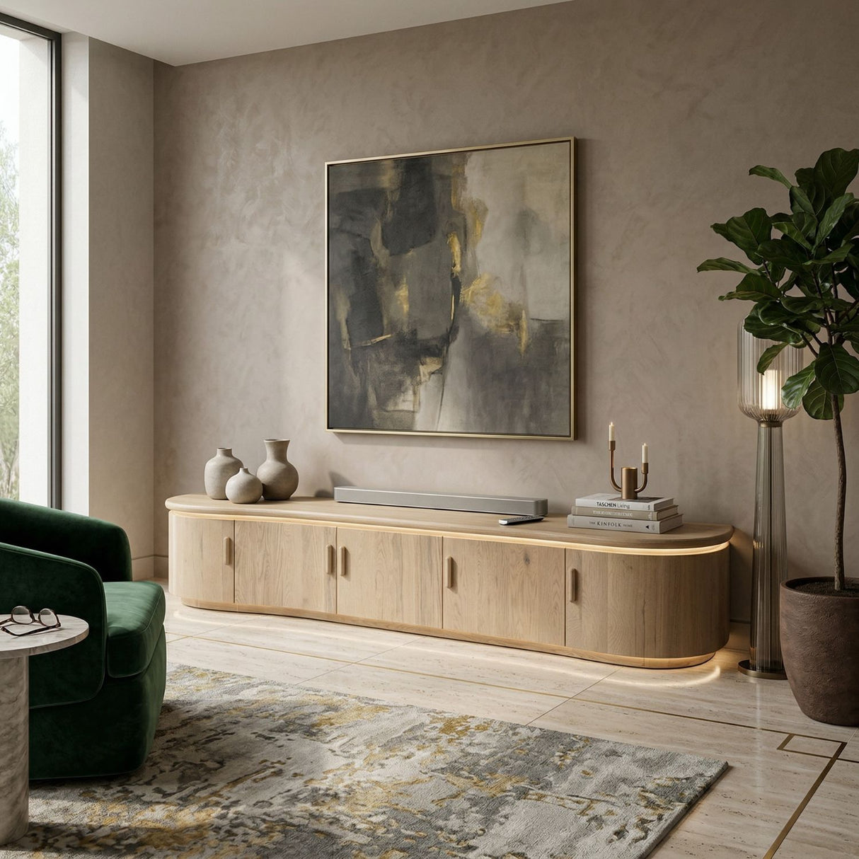 Lacquered Oak 5-Door TV Cabinet | Oroa.com
