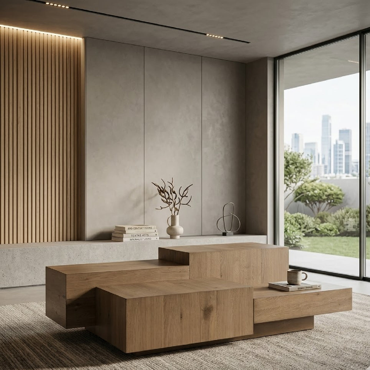 Multilayered Rectangular Oak Coffee Table | Oroa.com