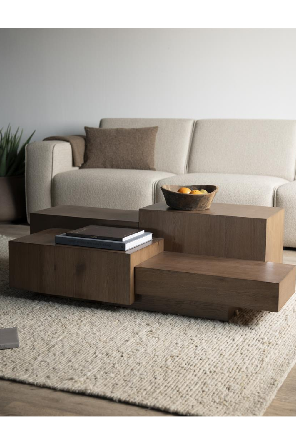 Multilayered Rectangular Oak Coffee Table | Oroa.com