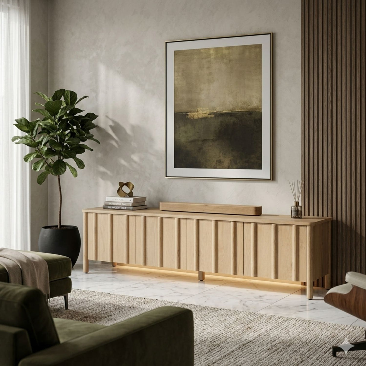 Oak Wood 4-Door TV Cabinet | Oroa.com