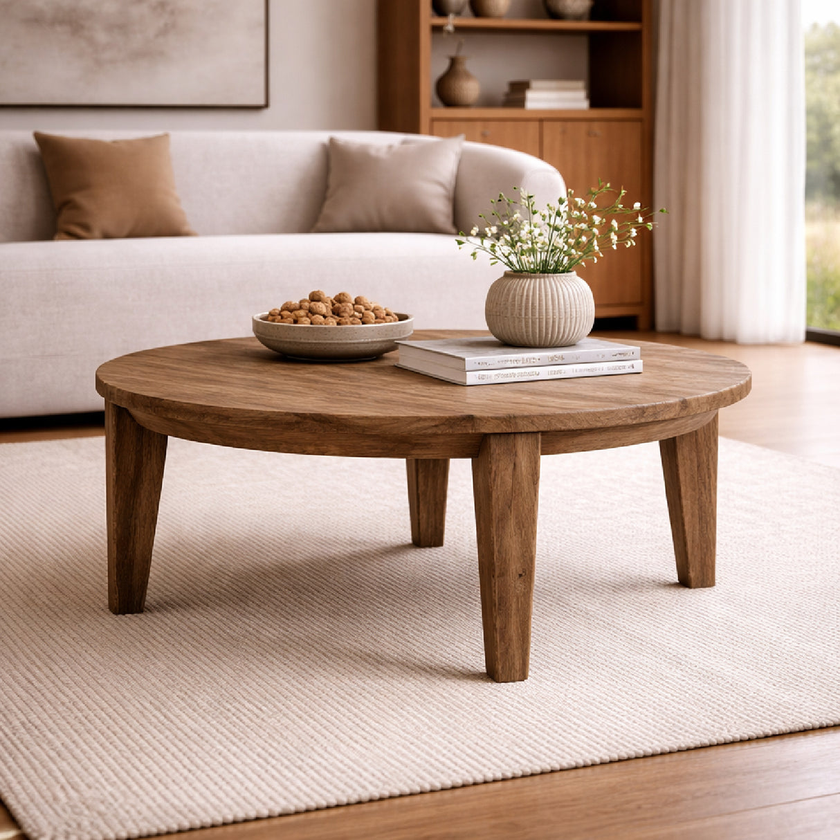 Round Mango Wood Coffee Table | Oroa.com