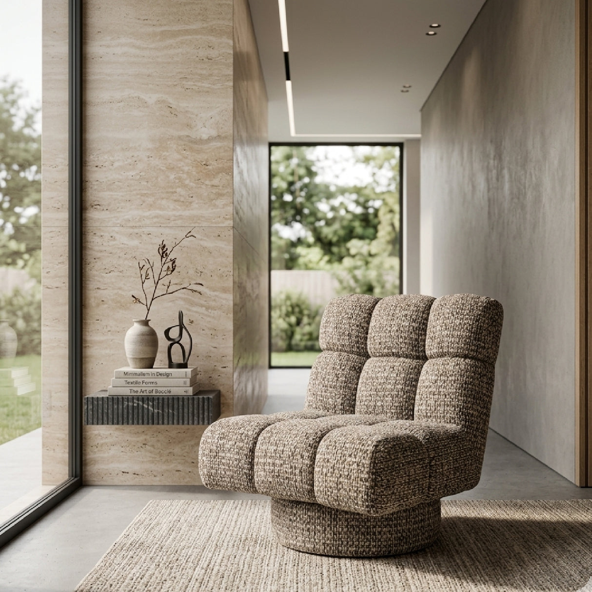 Tufted Swivel Lounge Chair - Round Base | Oroa.com