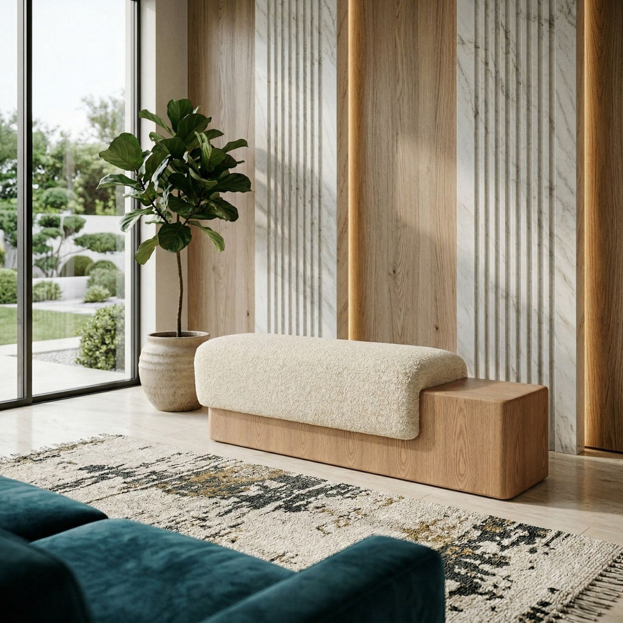 Cushioned Ash Wood Bench | Oroa.com