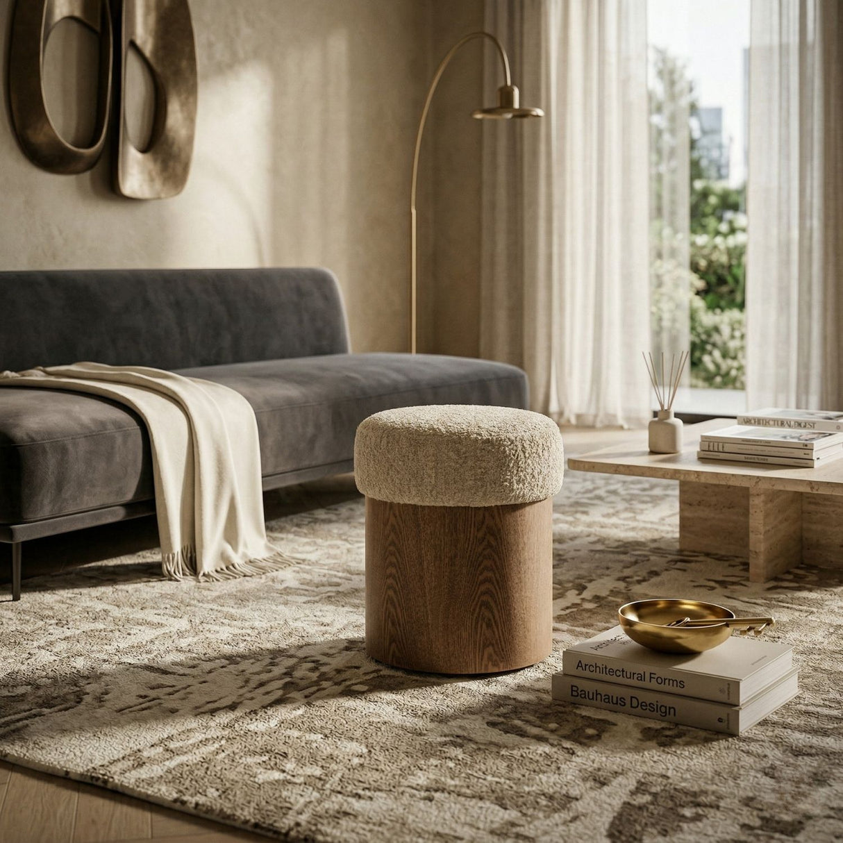 Cushioned Ash Wood Stool | Oroa.com
