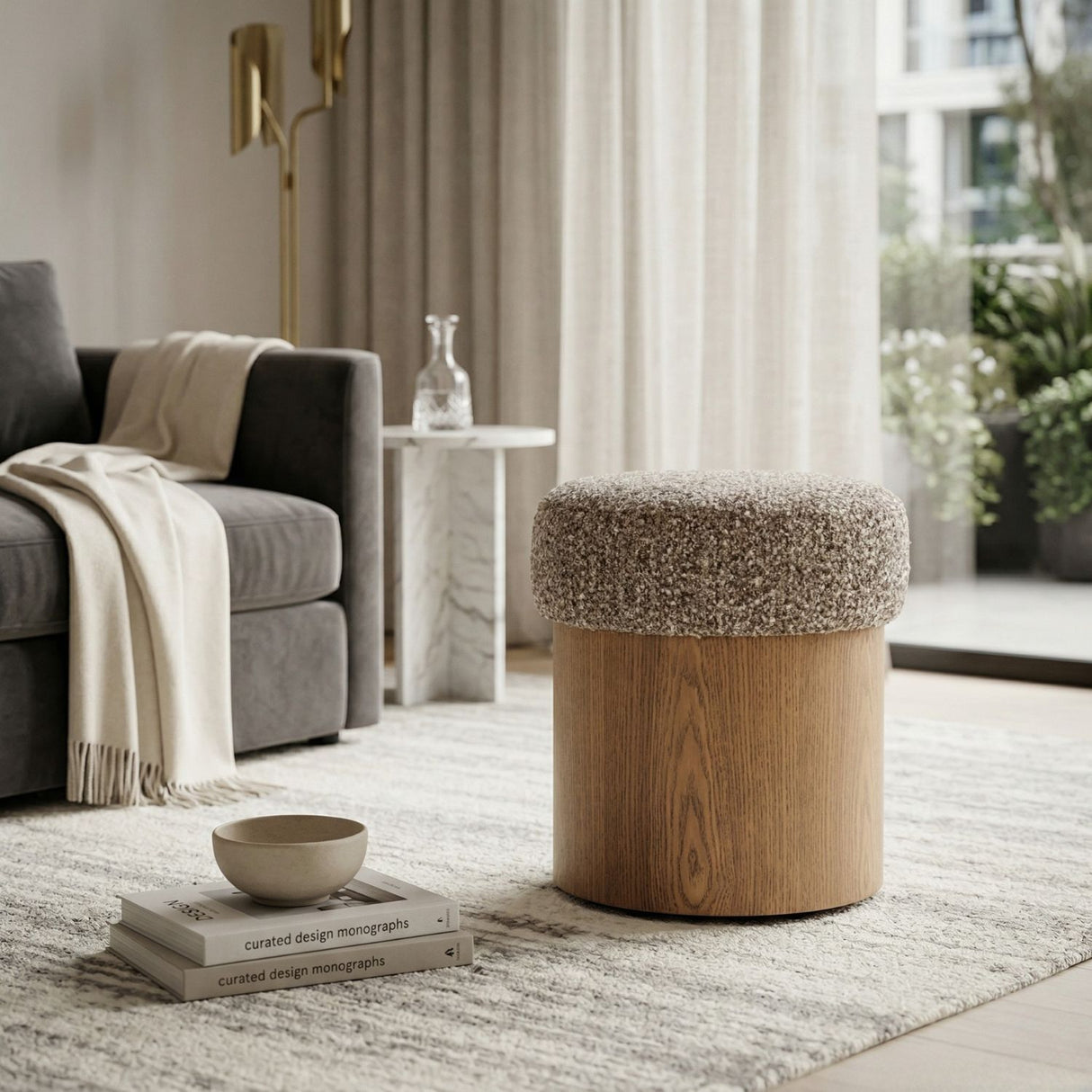 Cushioned Ash Wood Stool | Oroa.com