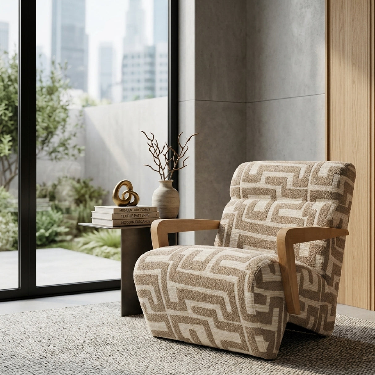 Printed Fabric Lounge Armchair | Oroa.com