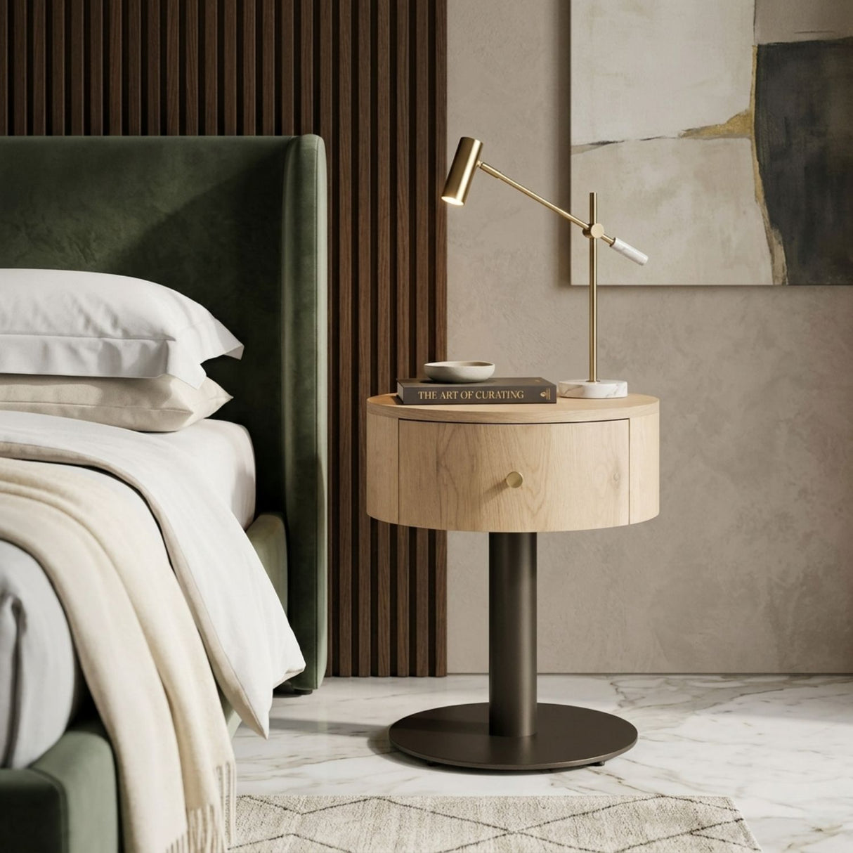 Oak Pedestal Drawer Nightstand | Oroa.com