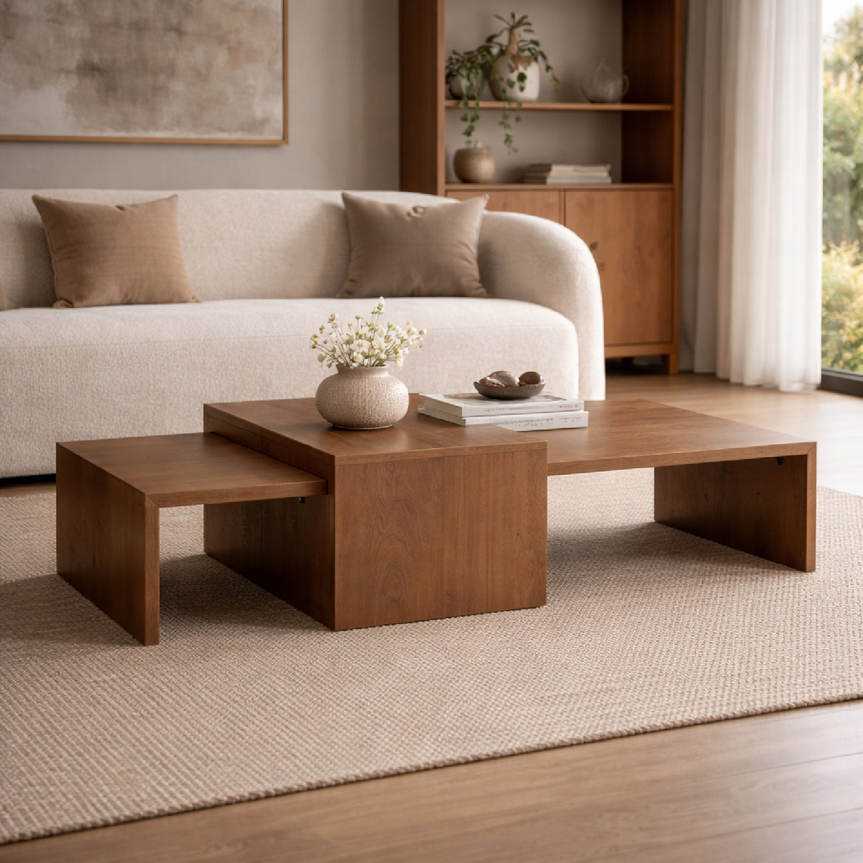 Lacquered Oak Nested Coffee Tables (2) | Oroa.com