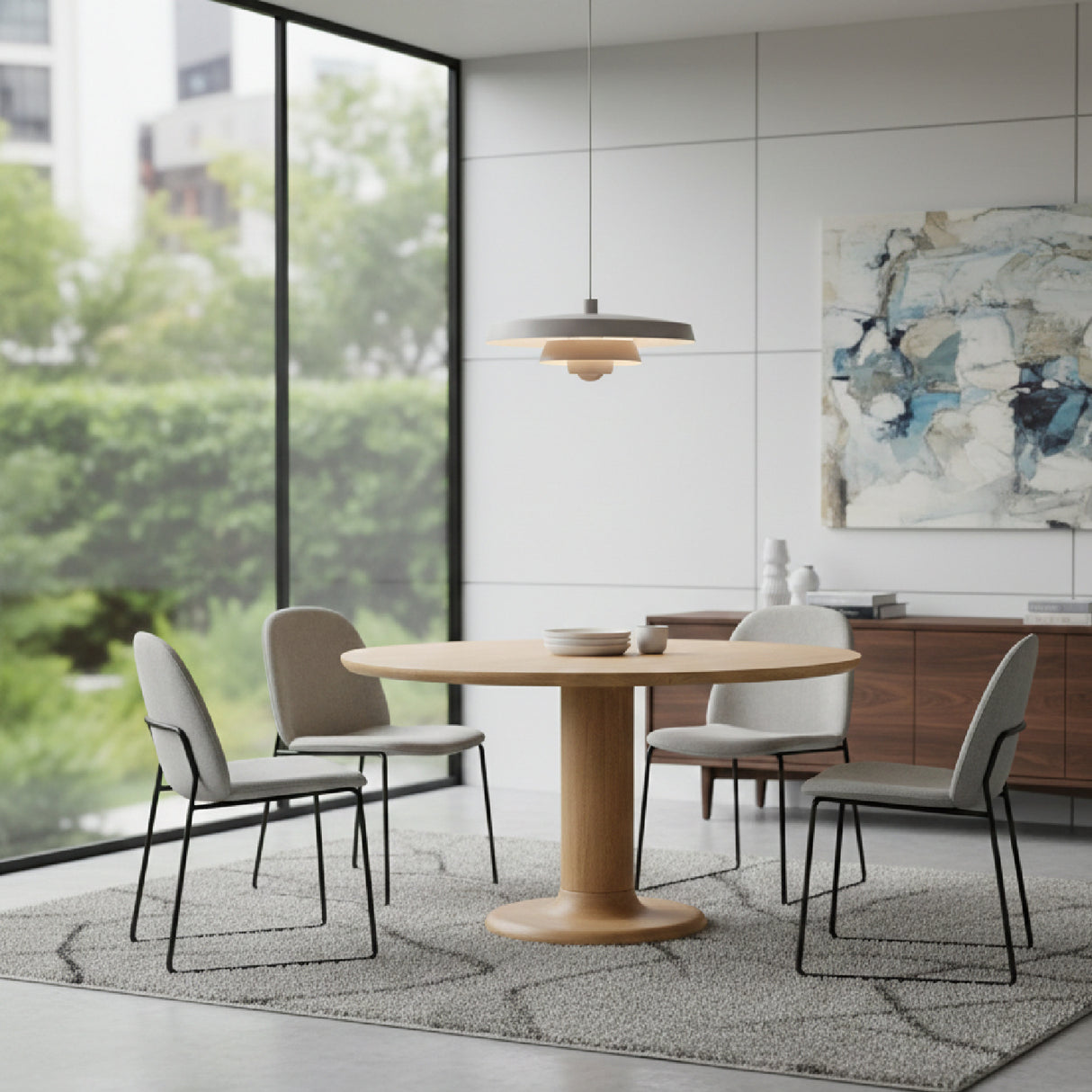 Brushed Wood Round Dining Table | Eleonora Coco | Oroa.com