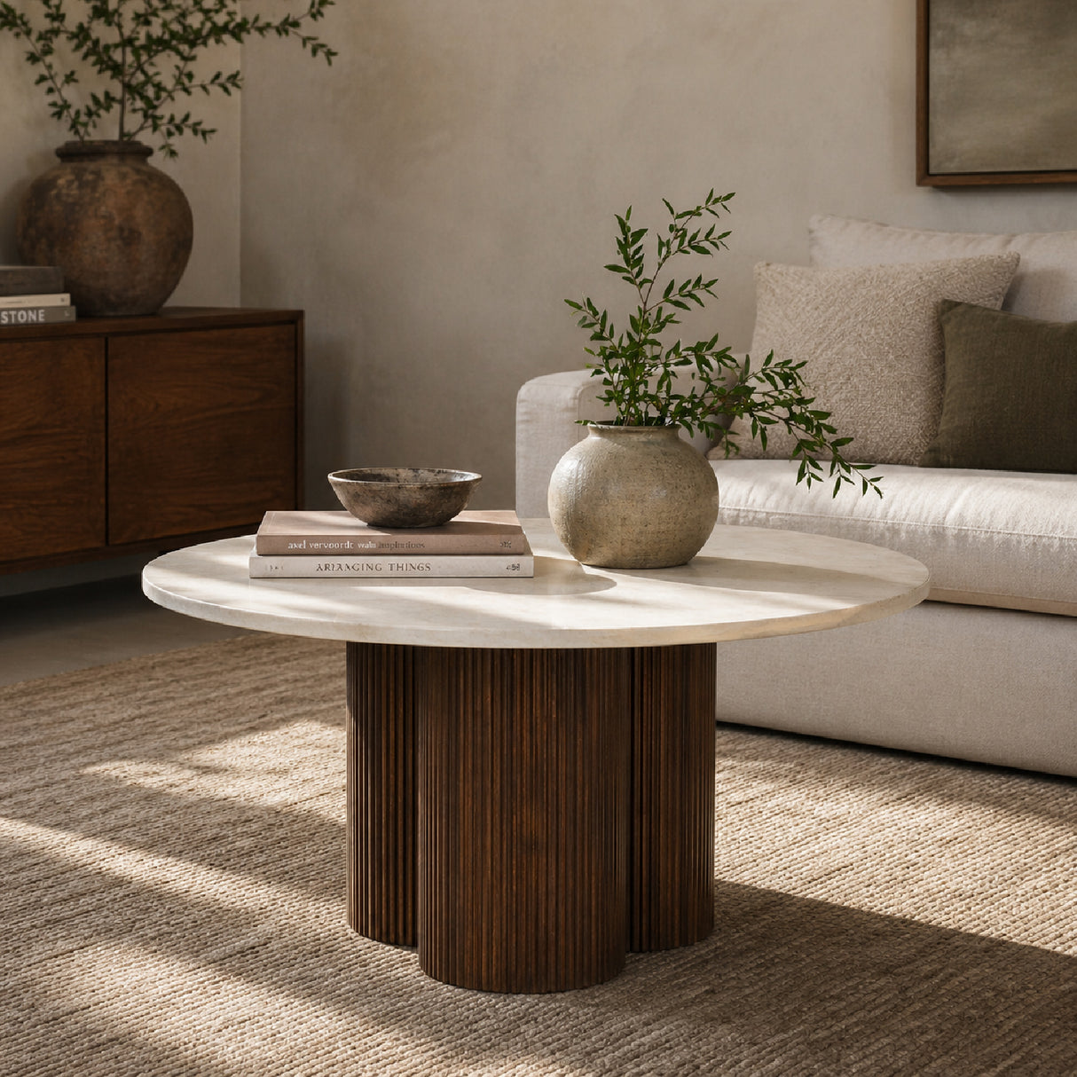 Modern European furniture - Mango Wood Round Coffee Table L - www.oroa.com | Oroa.com