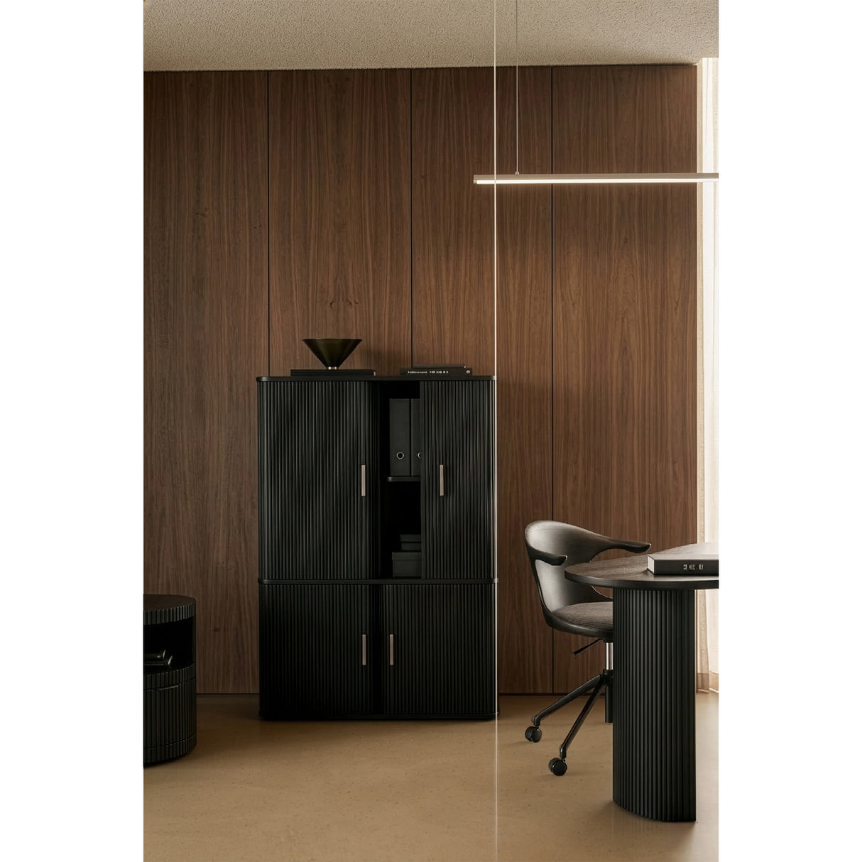 Modern European furniture - Varnished Teak Cushioned Office Chair - www.oroa.com | Oroa.com