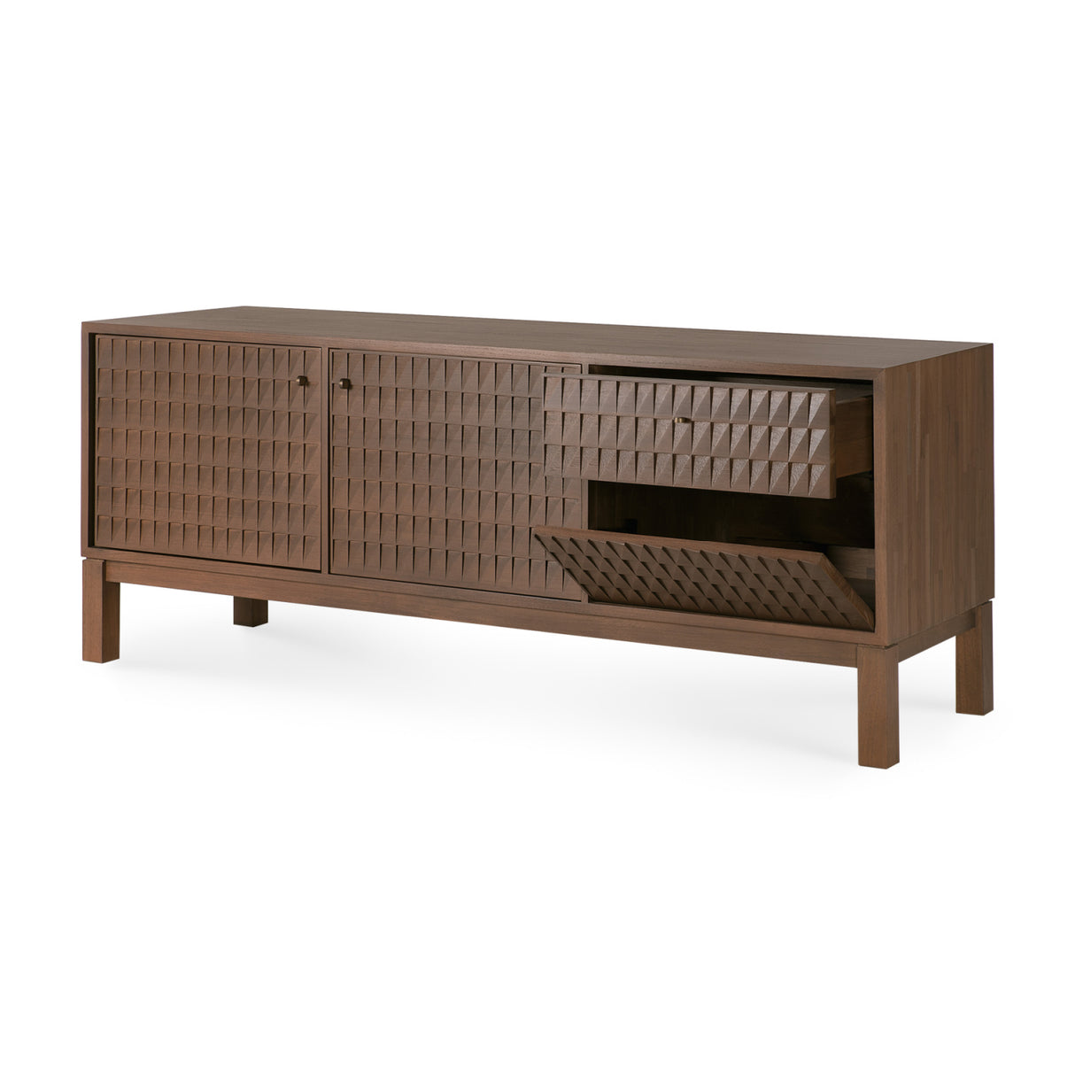 Modern European furniture - Brown Teak Carved TV Cabinet - www.oroa.com | Oroa.com