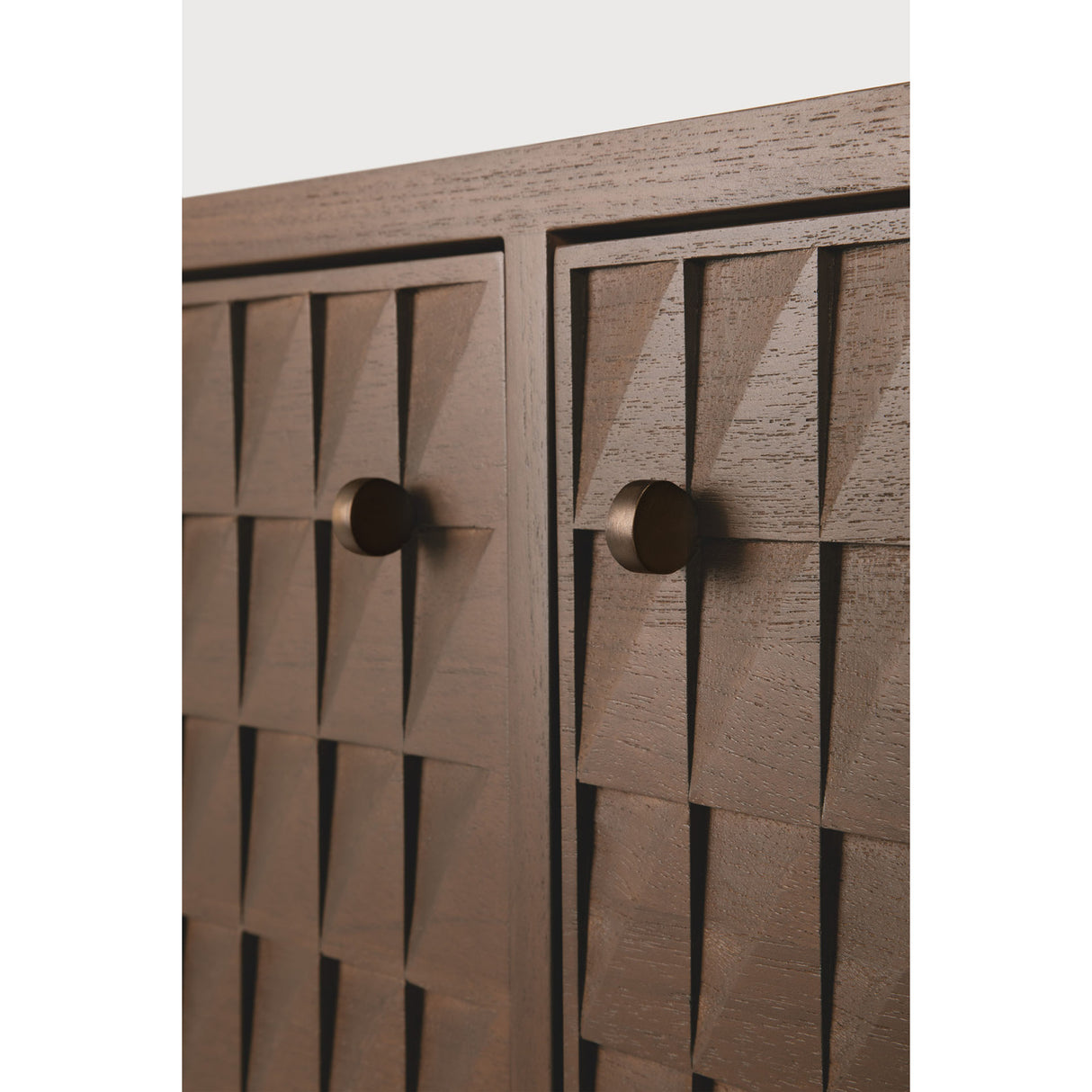 Modern European furniture - Brown Teak Carved TV Cabinet - www.oroa.com | Oroa.com