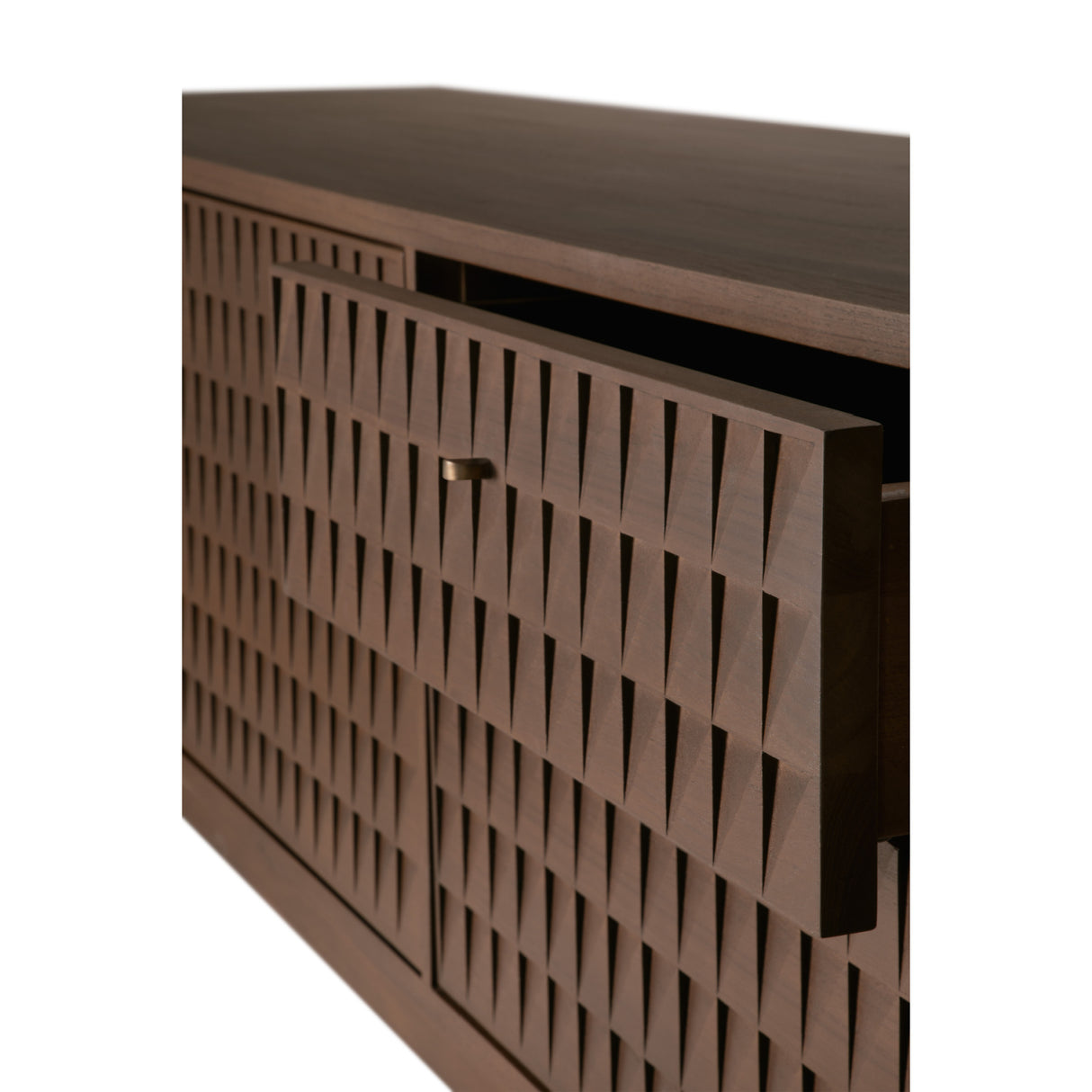 Modern European furniture - Brown Teak Carved TV Cabinet - www.oroa.com | Oroa.com