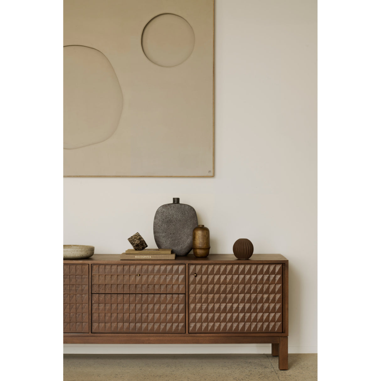 Modern European furniture - Brown Teak Carved TV Cabinet - www.oroa.com | Oroa.com