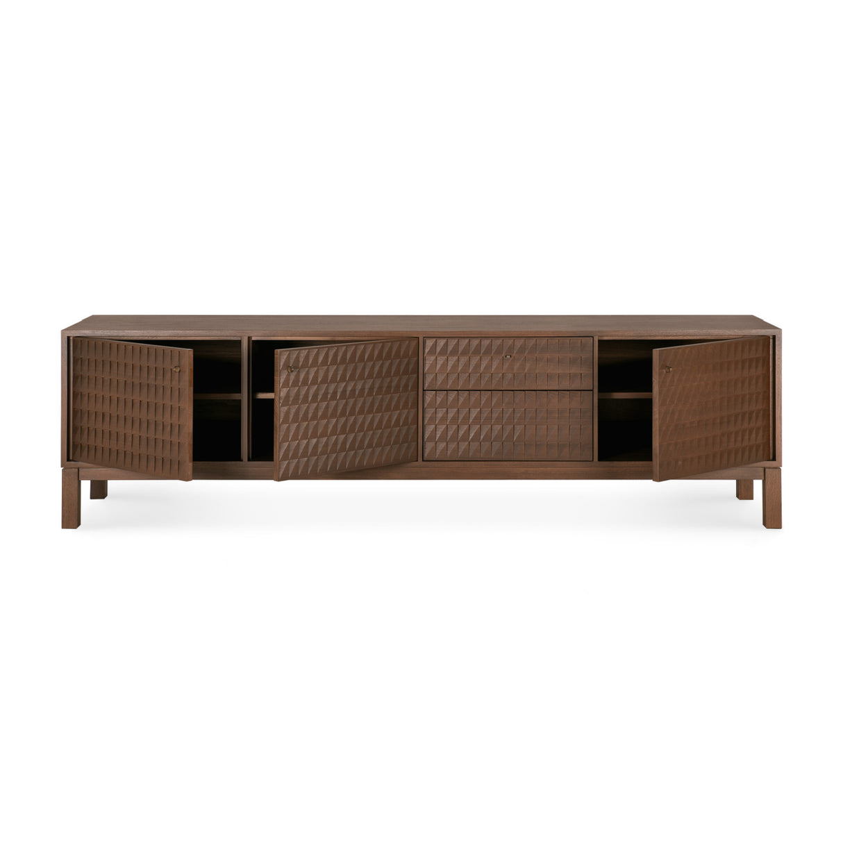 Modern European furniture - Brown Teak Carved TV Cabinet - www.oroa.com | Oroa.com