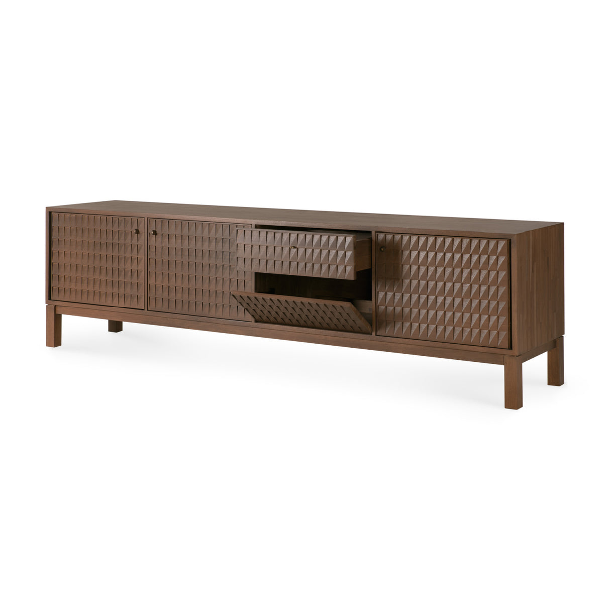 Modern European furniture - Brown Teak Carved TV Cabinet - www.oroa.com | Oroa.com