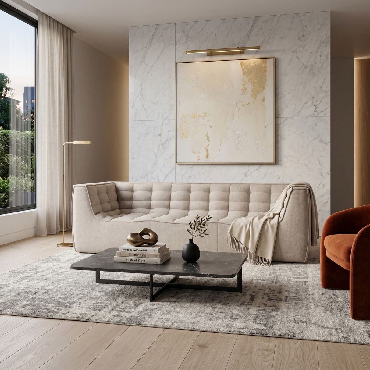 Modern or European furniture - Stitched Detail 3-Seater Sofa - www.oroa.com | Oroa.com