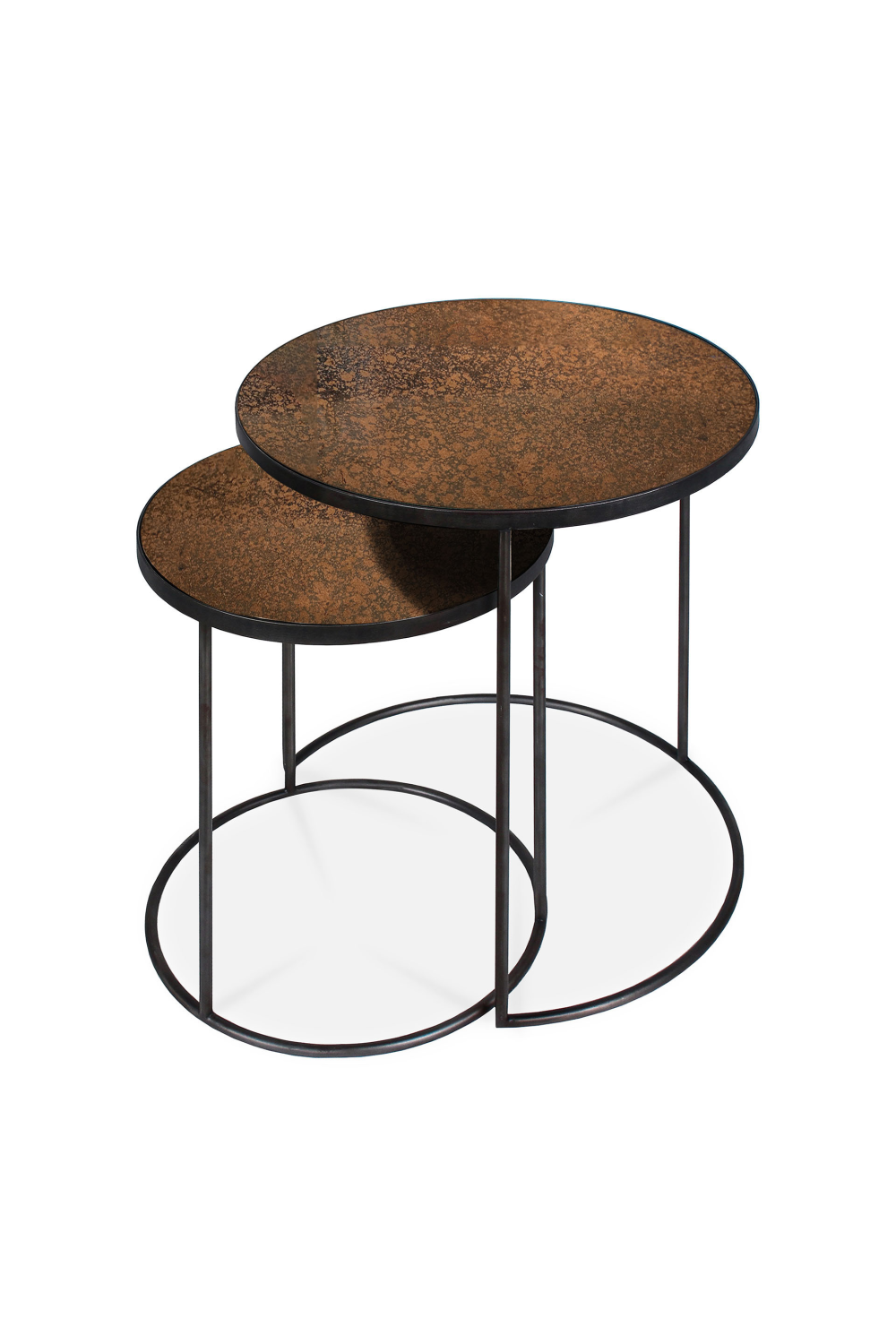 Round Nesting Side Table Set (2) | Ethnicraft Mirrored | OROA.com