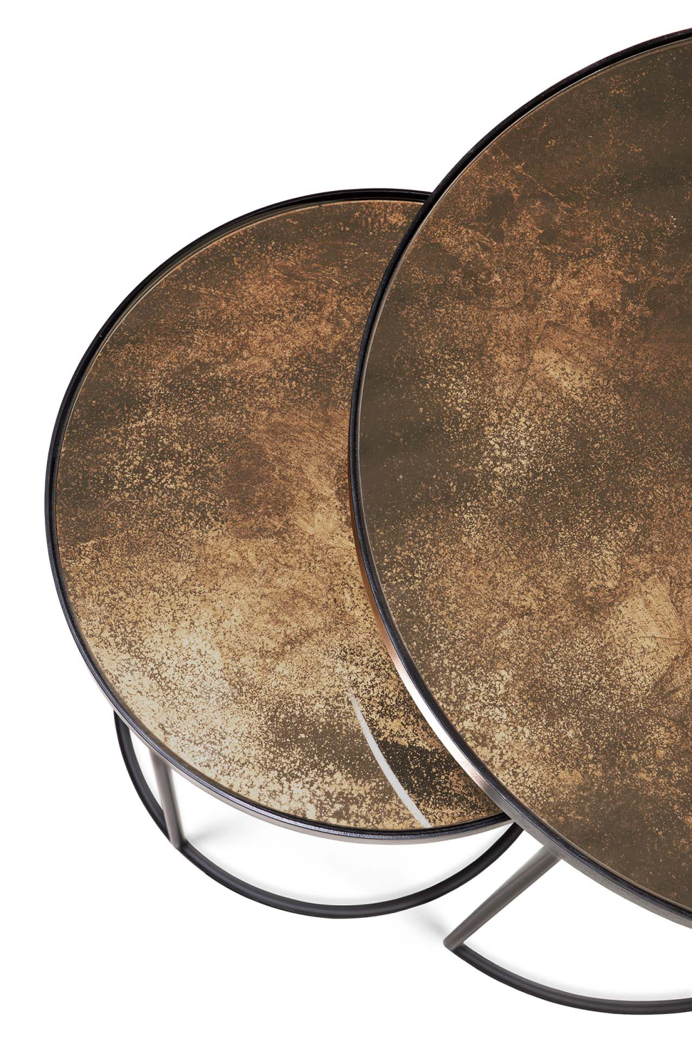Round Nesting Side Table Set (2) | Ethnicraft Mirrored | OROA.com