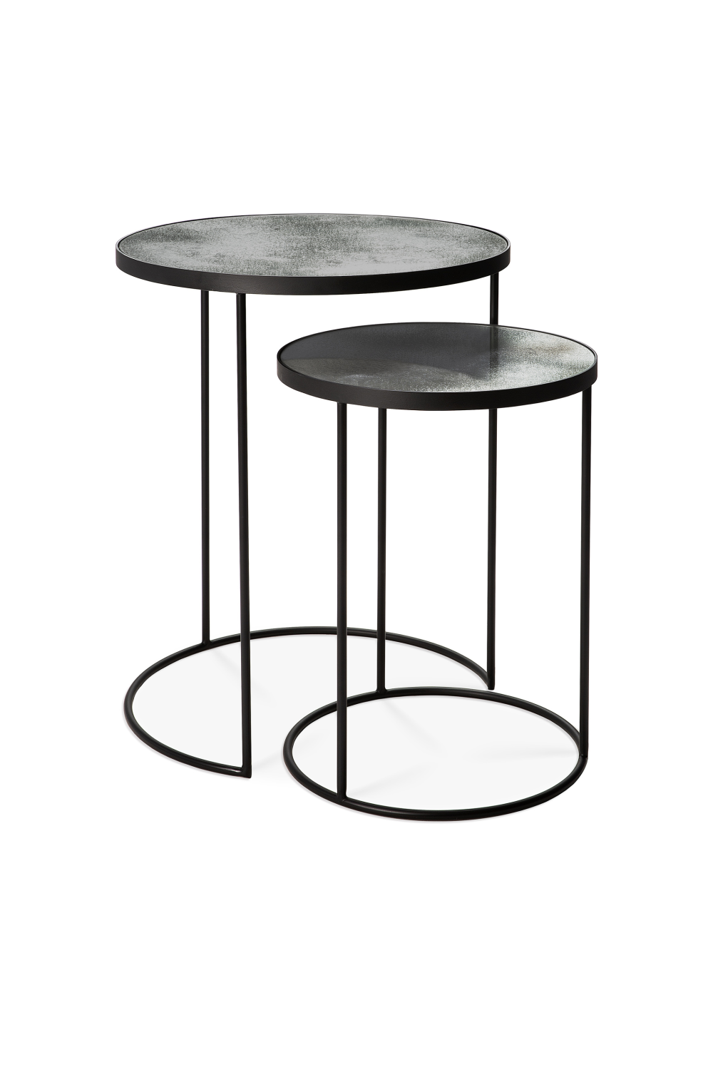 Round Nesting Side Table Set (2) | Ethnicraft Mirrored | OROA.com